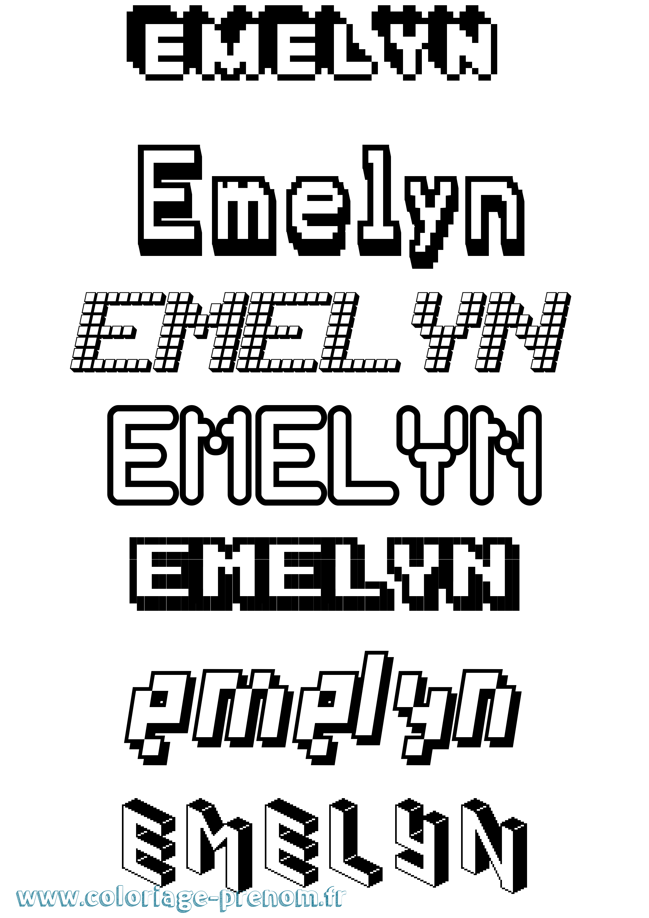 Coloriage Emelyn Pixel Coloriage prénom Emelyn Pixel