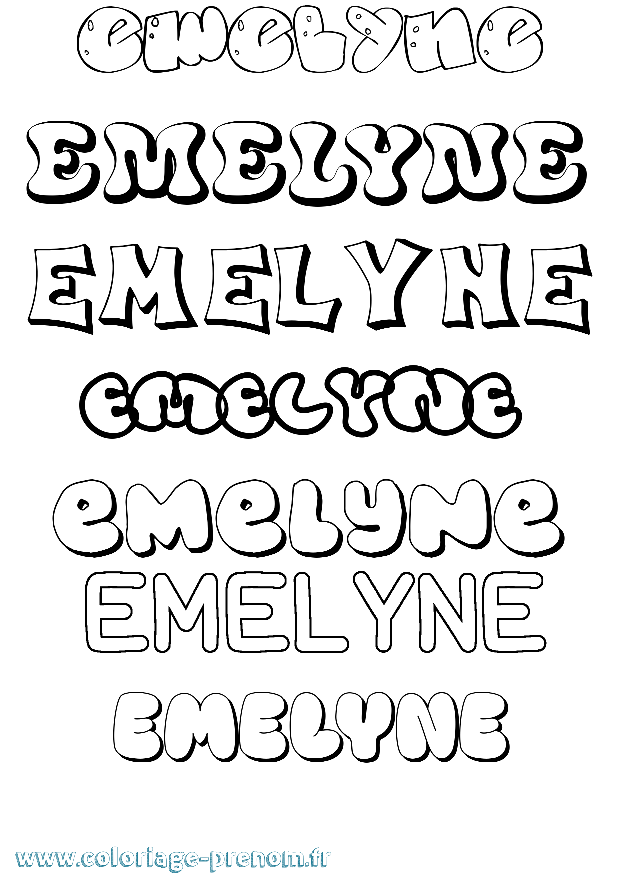Coloriage Emelyne Bubble Coloriage prénom Emelyne Bubble