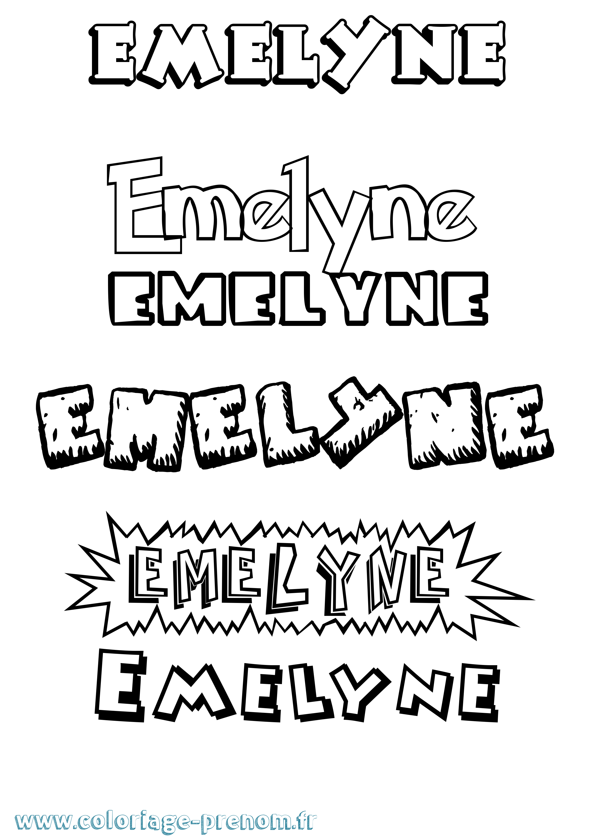 Coloriage Emelyne Dessin Animé Coloriage prénom Emelyne Dessin Animé