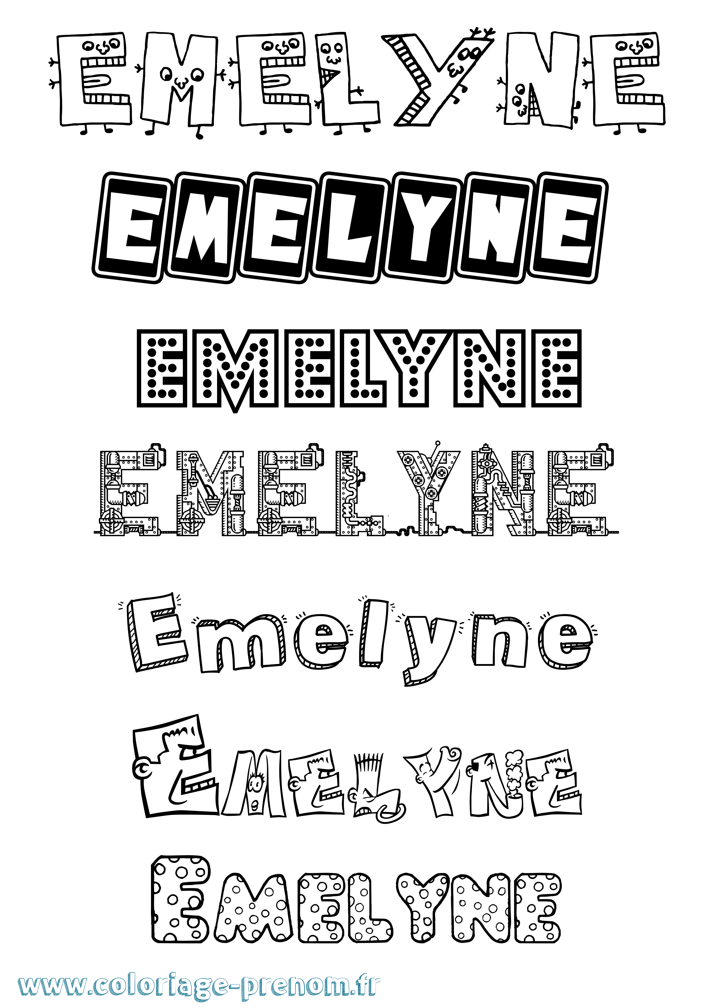 Coloriage Emelyne Fun Coloriage prénom Emelyne Fun