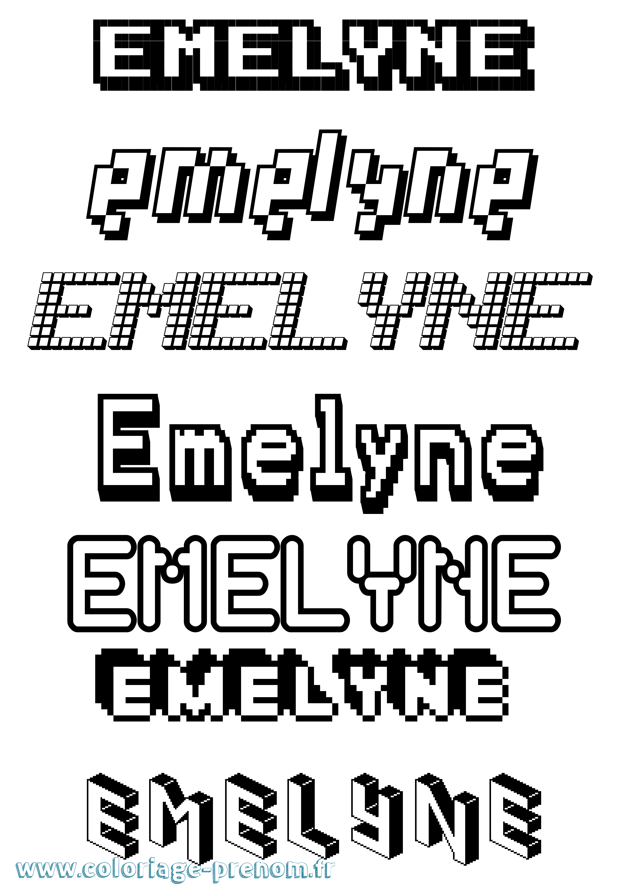 Coloriage Emelyne Pixel Coloriage prénom Emelyne Pixel