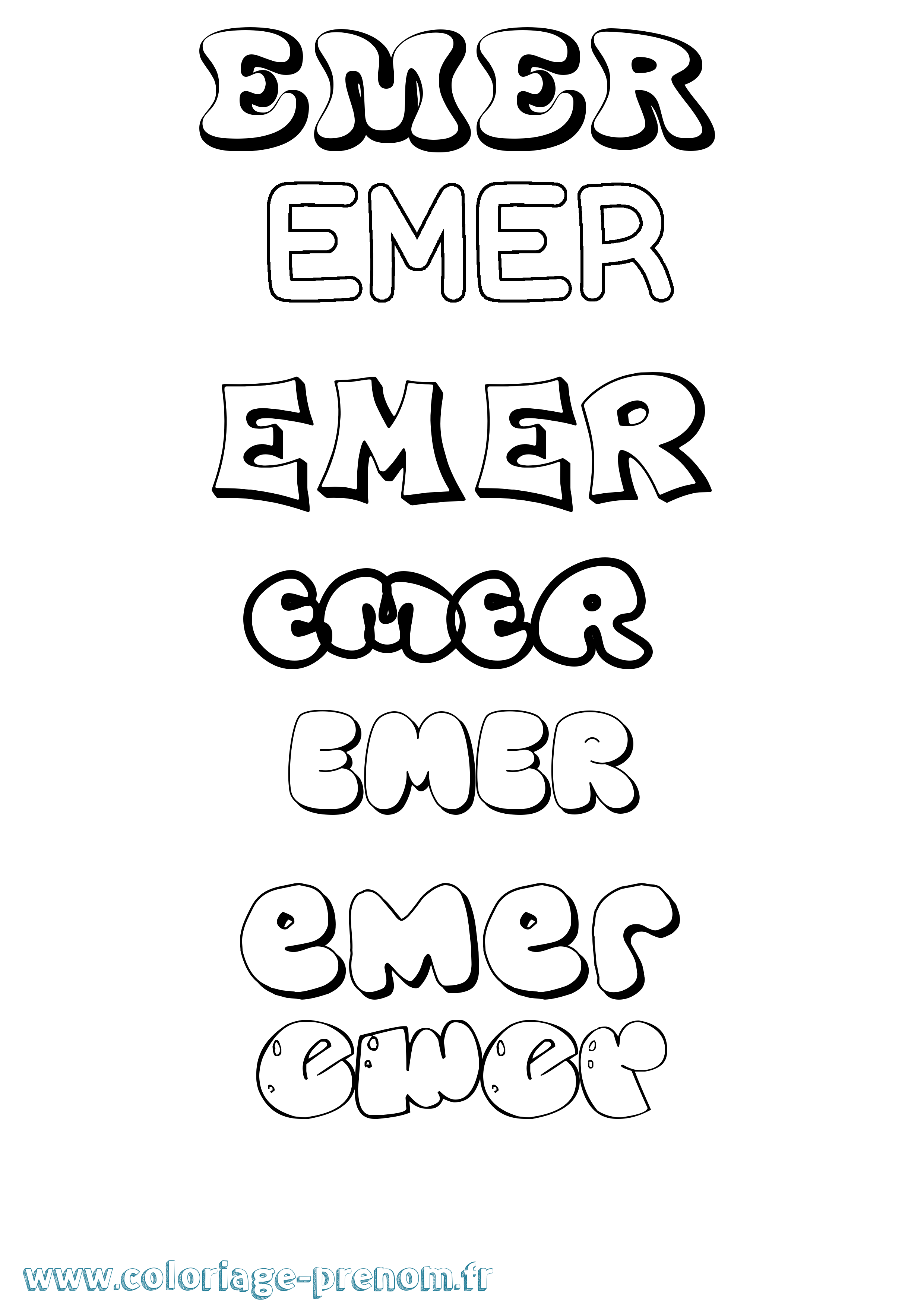 Coloriage Emer Bubble Coloriage prénom Emer Bubble