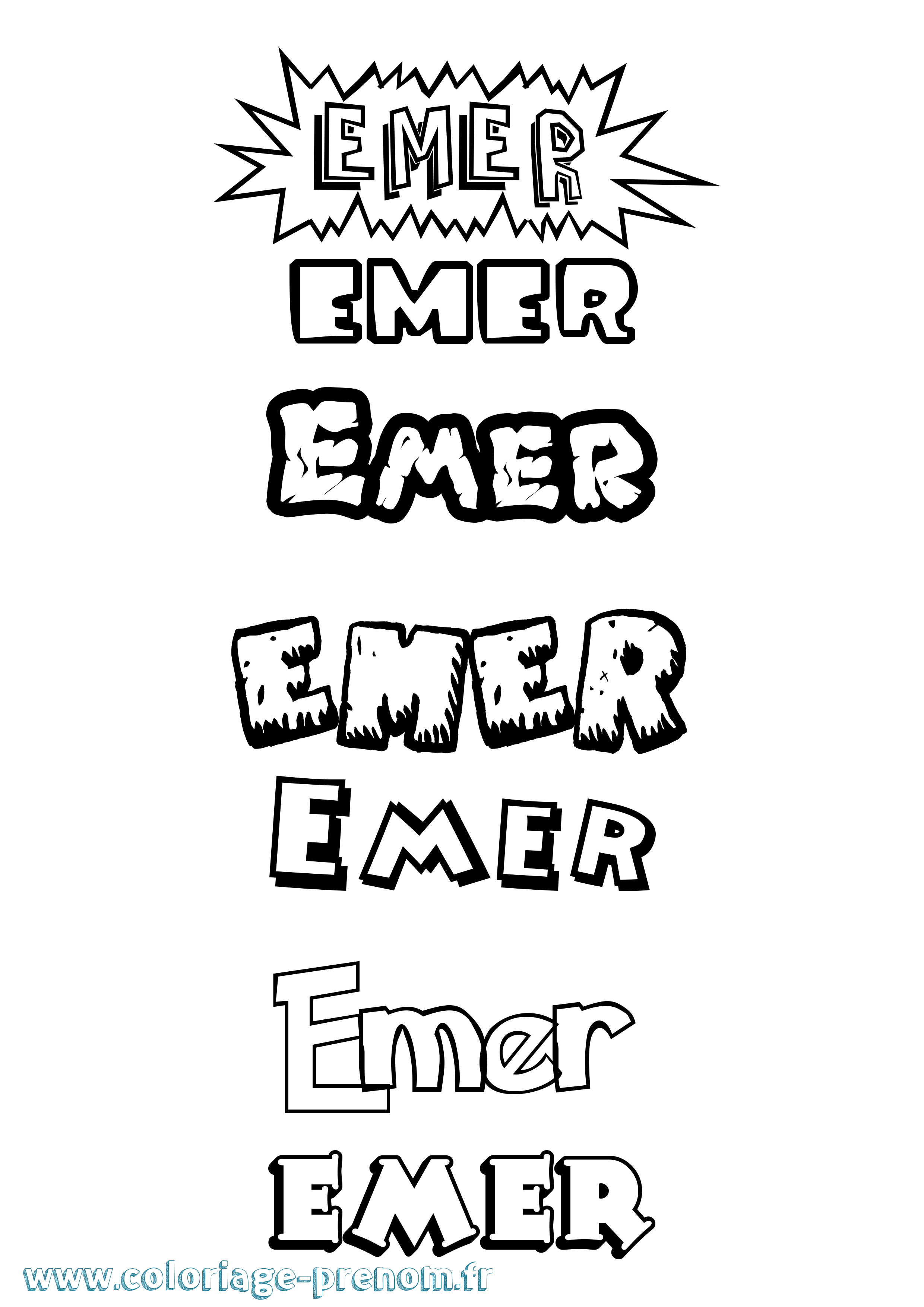 Coloriage Emer Dessin Animé Coloriage prénom Emer Dessin Animé