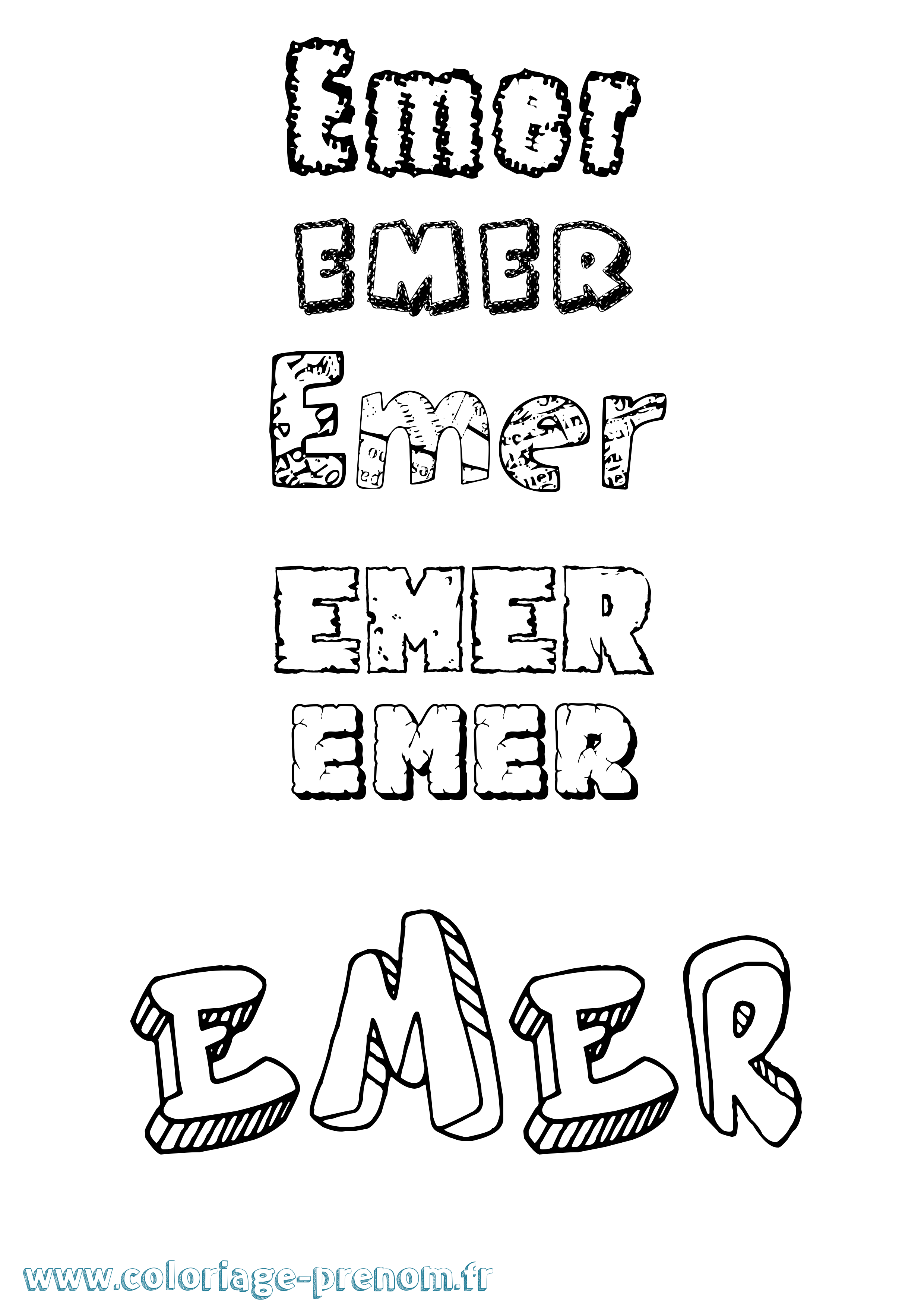 Coloriage Emer Destructuré Coloriage prénom Emer Destructuré