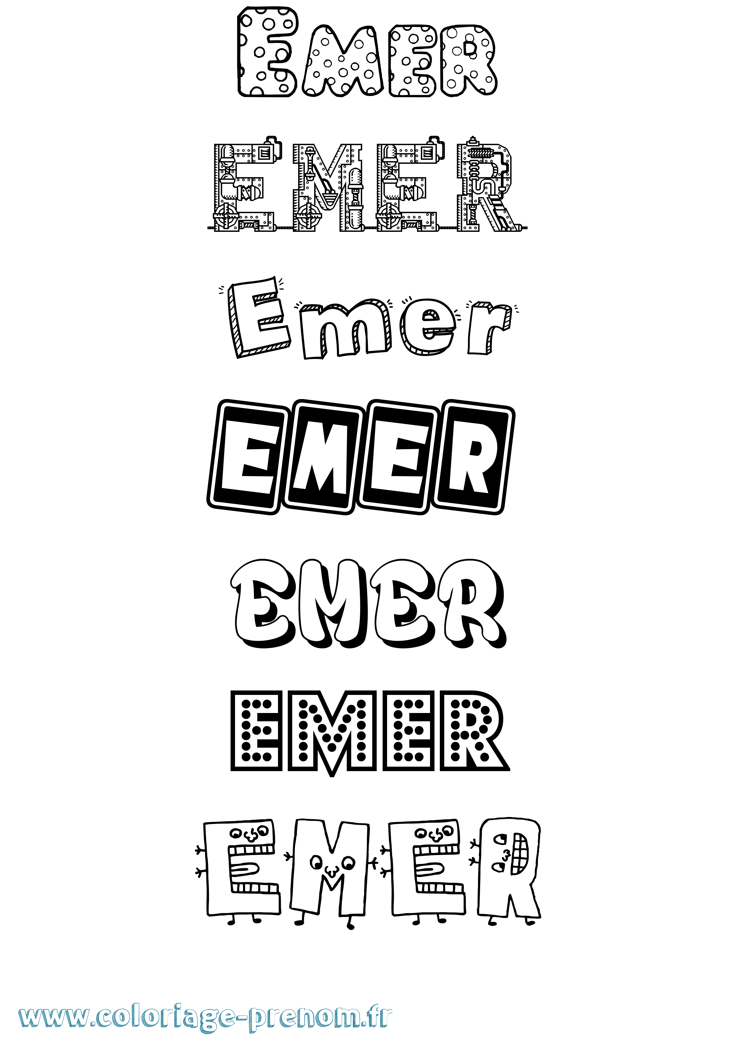 Coloriage Emer Fun Coloriage prénom Emer Fun