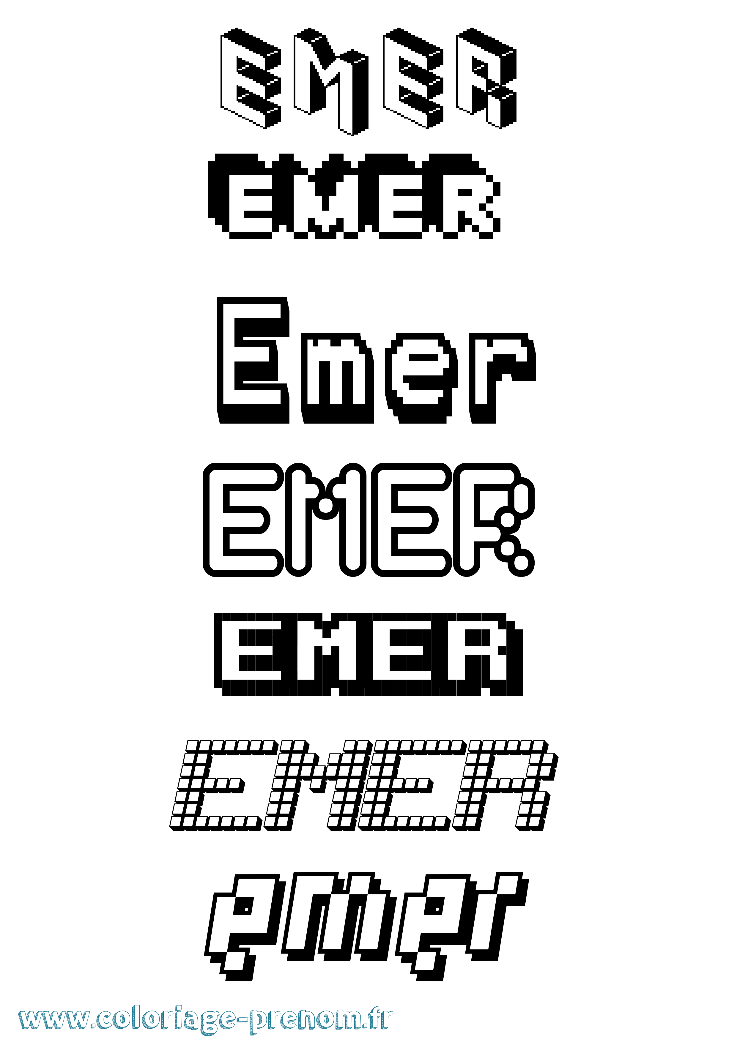 Coloriage Emer Pixel Coloriage prénom Emer Pixel