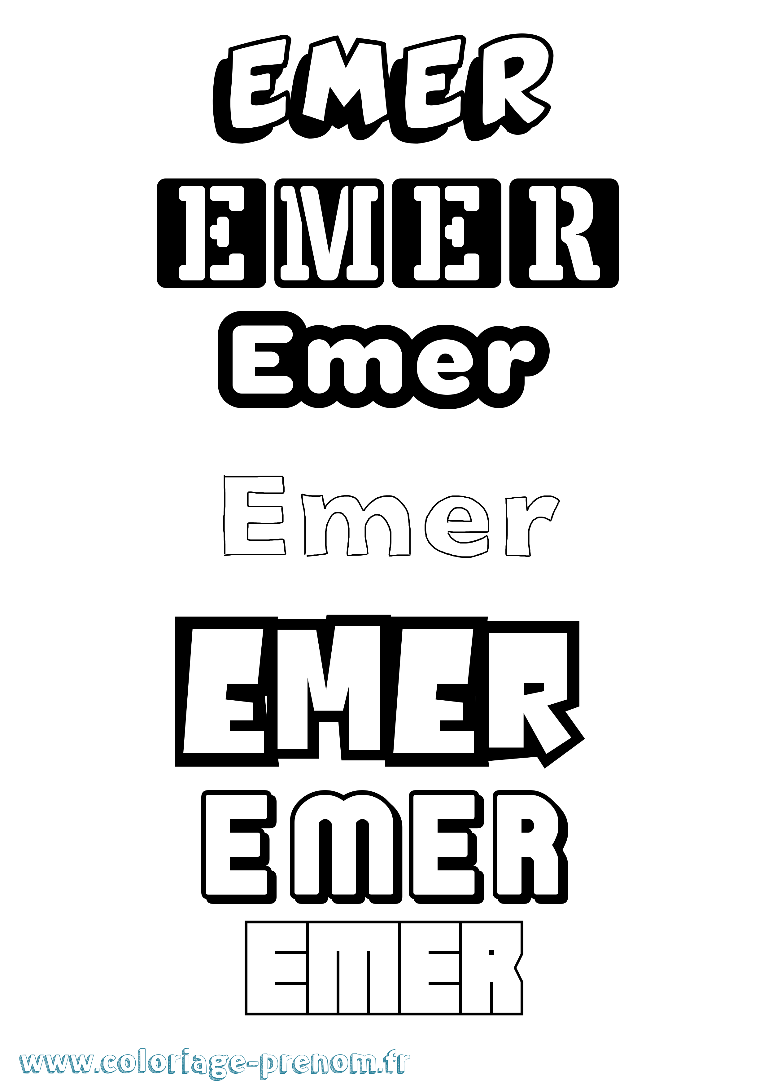 Coloriage Emer Simple Coloriage prénom Emer Simple