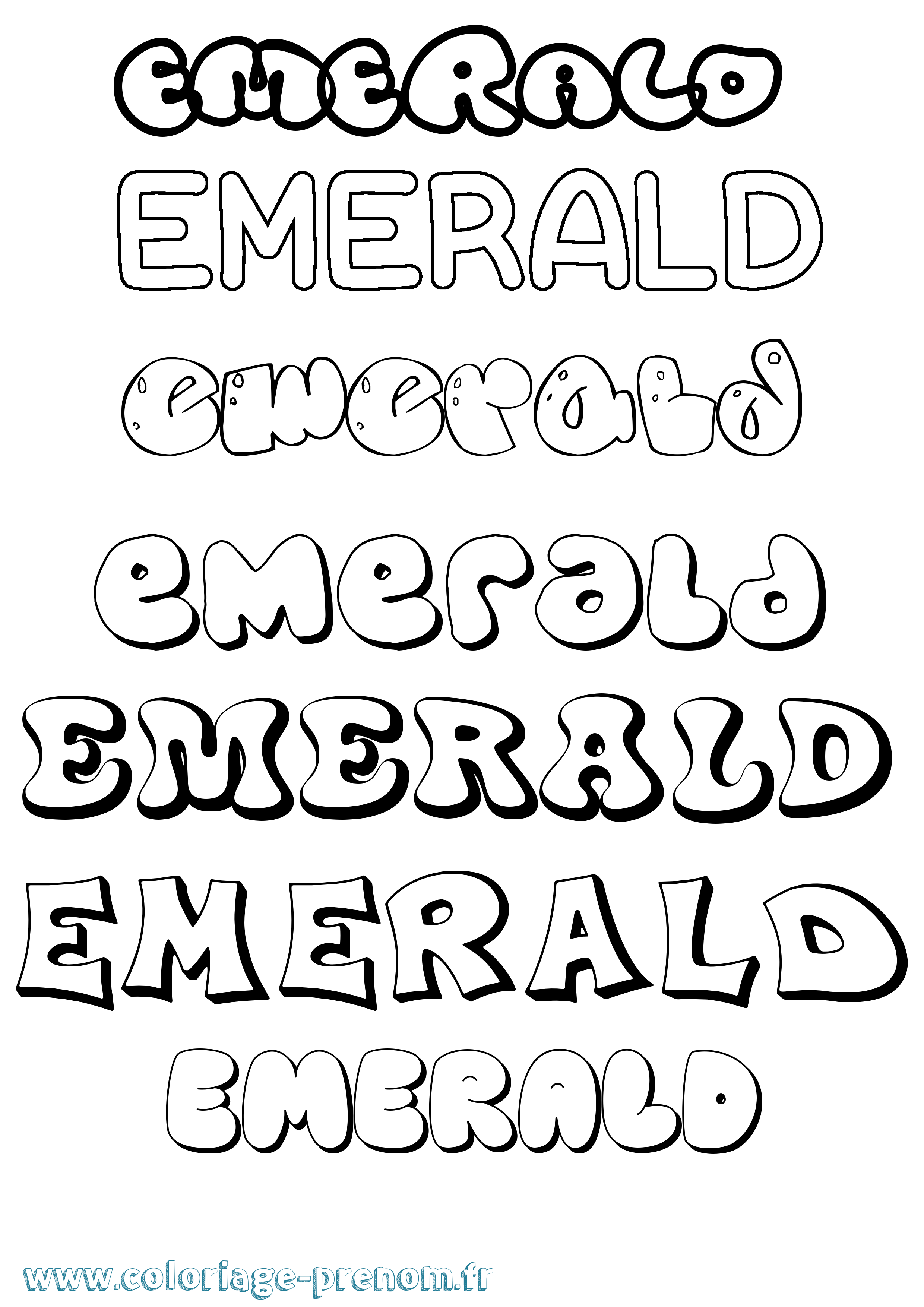 Coloriage Emerald Bubble Coloriage prénom Emerald Bubble