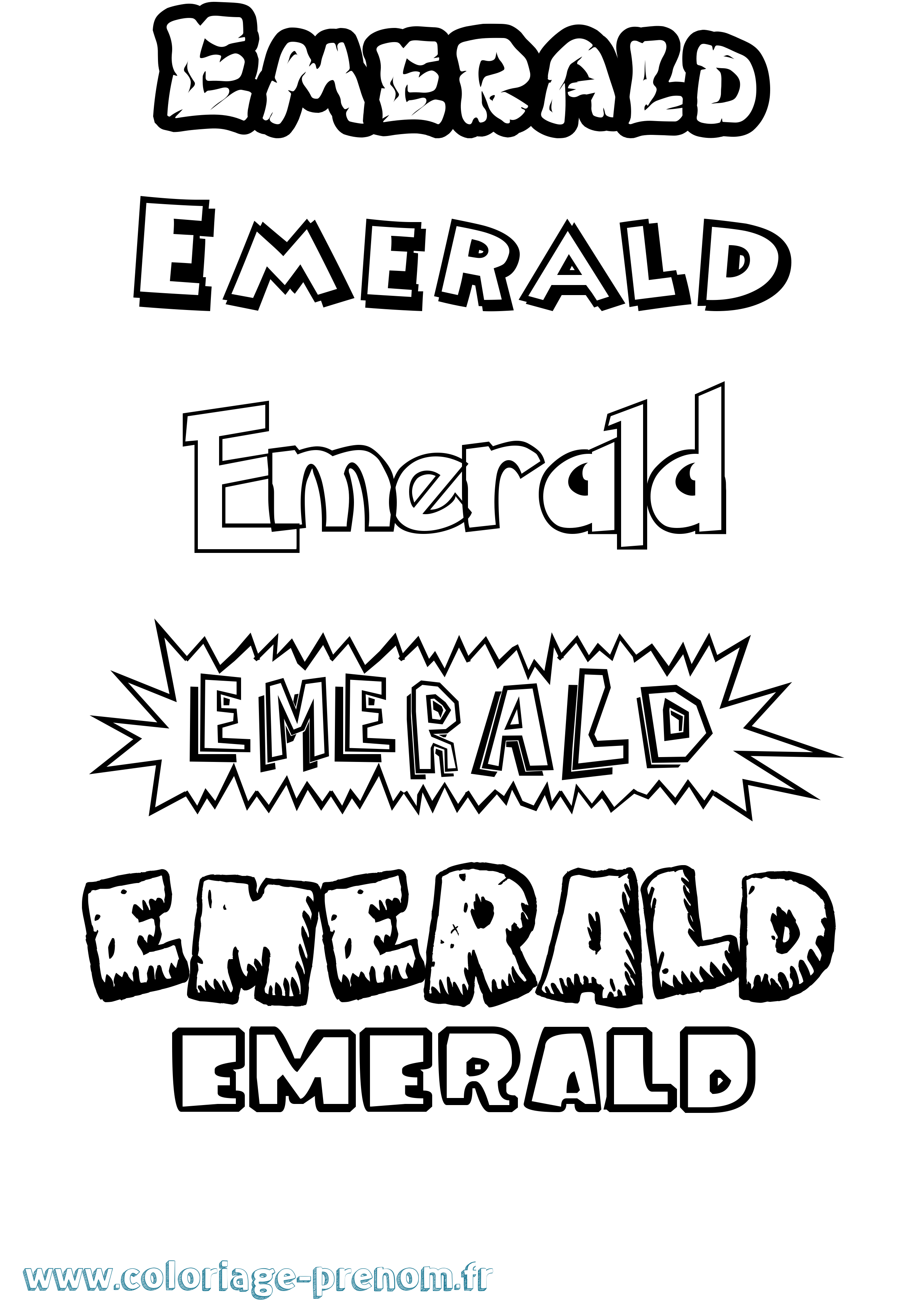 Coloriage Emerald Dessin Animé Coloriage prénom Emerald Dessin Animé