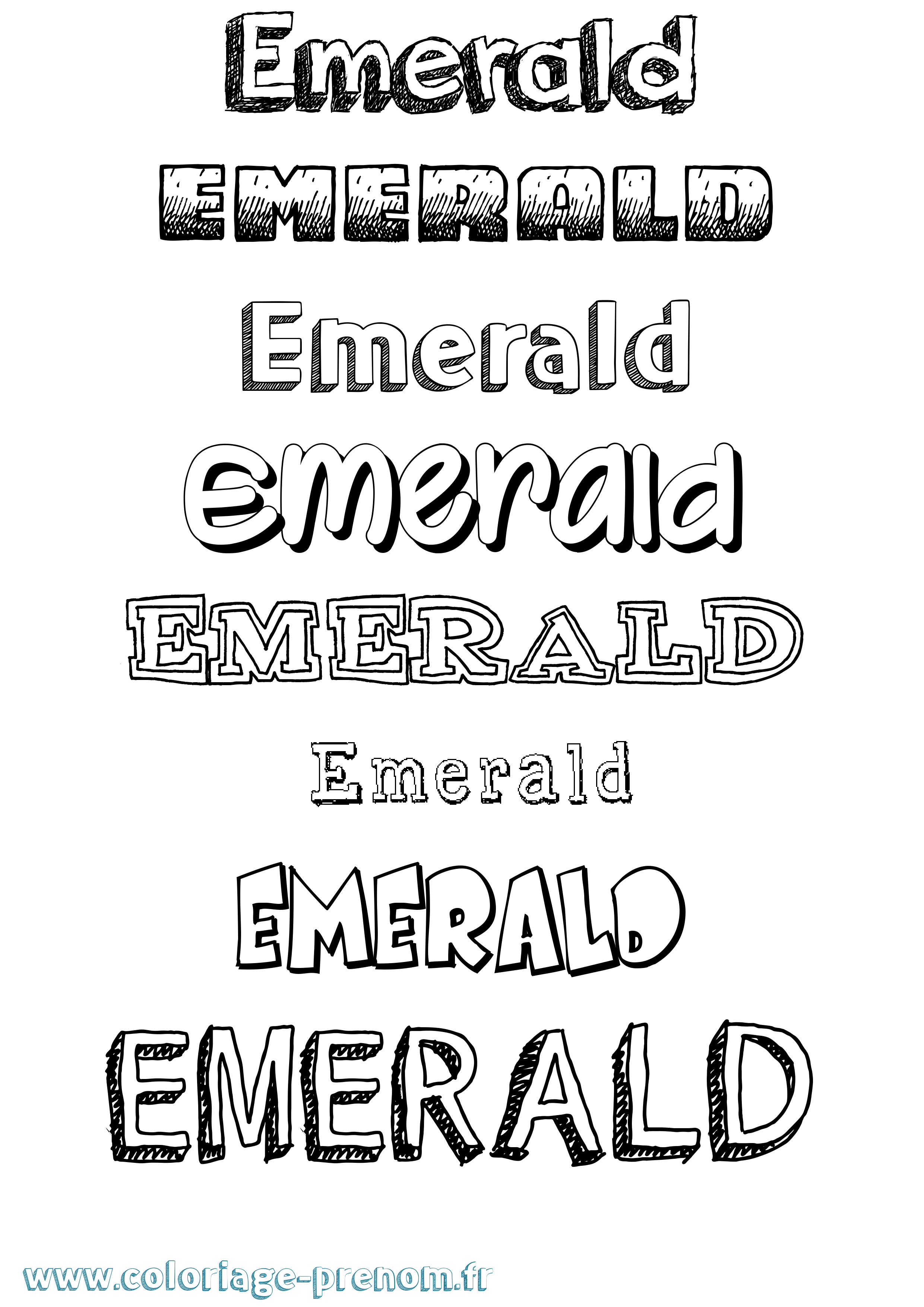 Coloriage Emerald Dessiné Coloriage prénom Emerald Dessiné