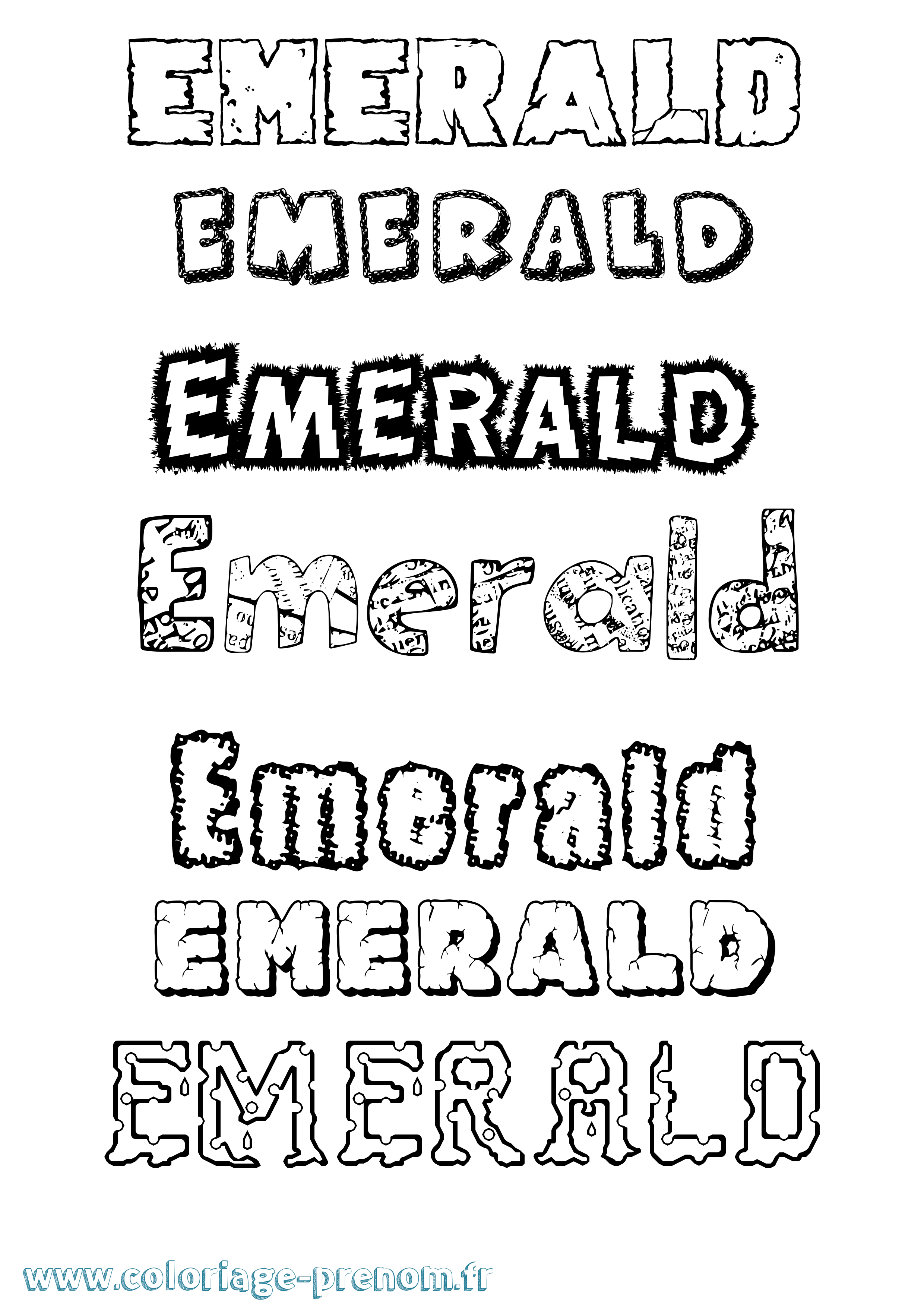 Coloriage Emerald Destructuré Coloriage prénom Emerald Destructuré