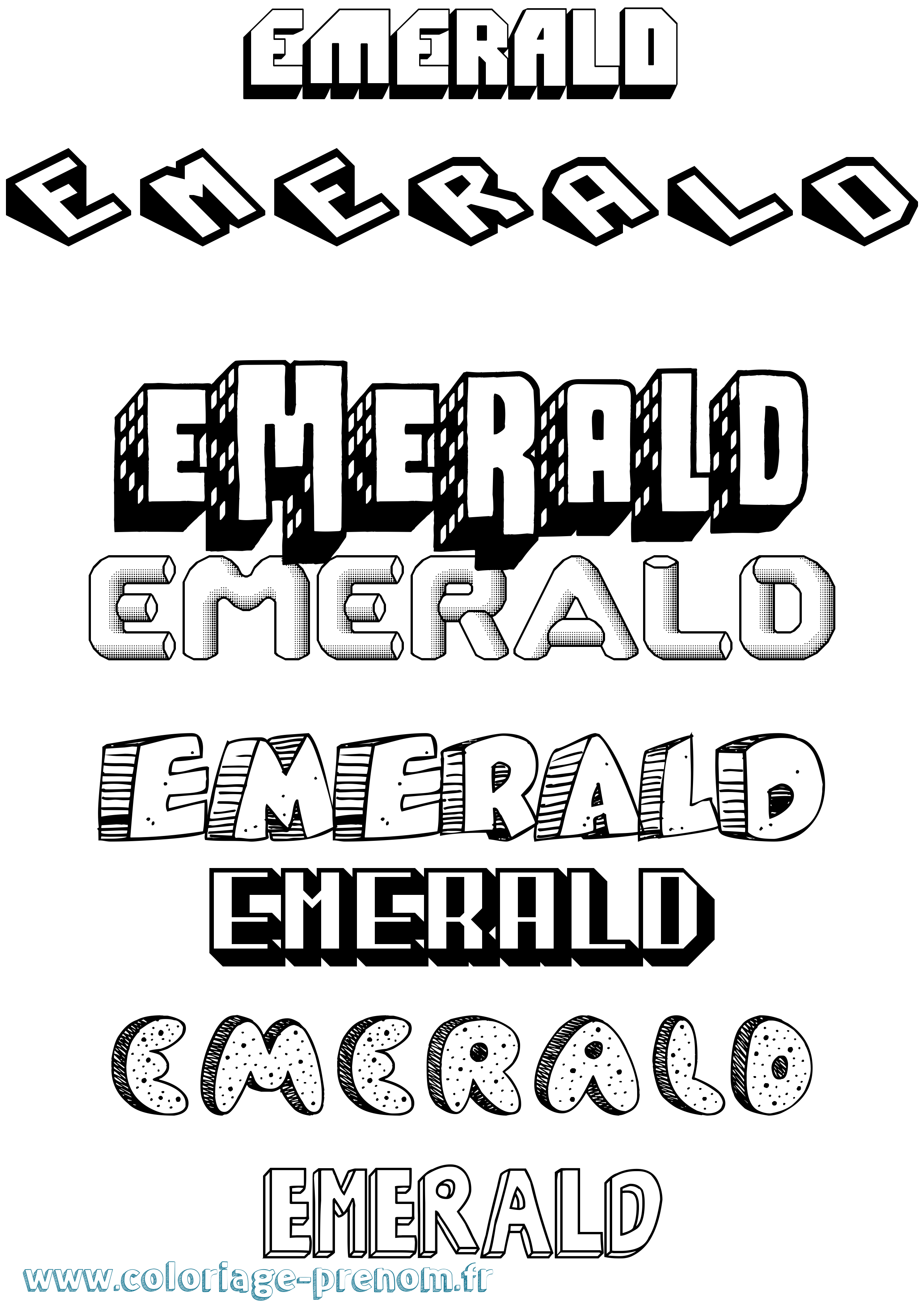 Coloriage Emerald Effet 3D Coloriage prénom Emerald Effet 3D