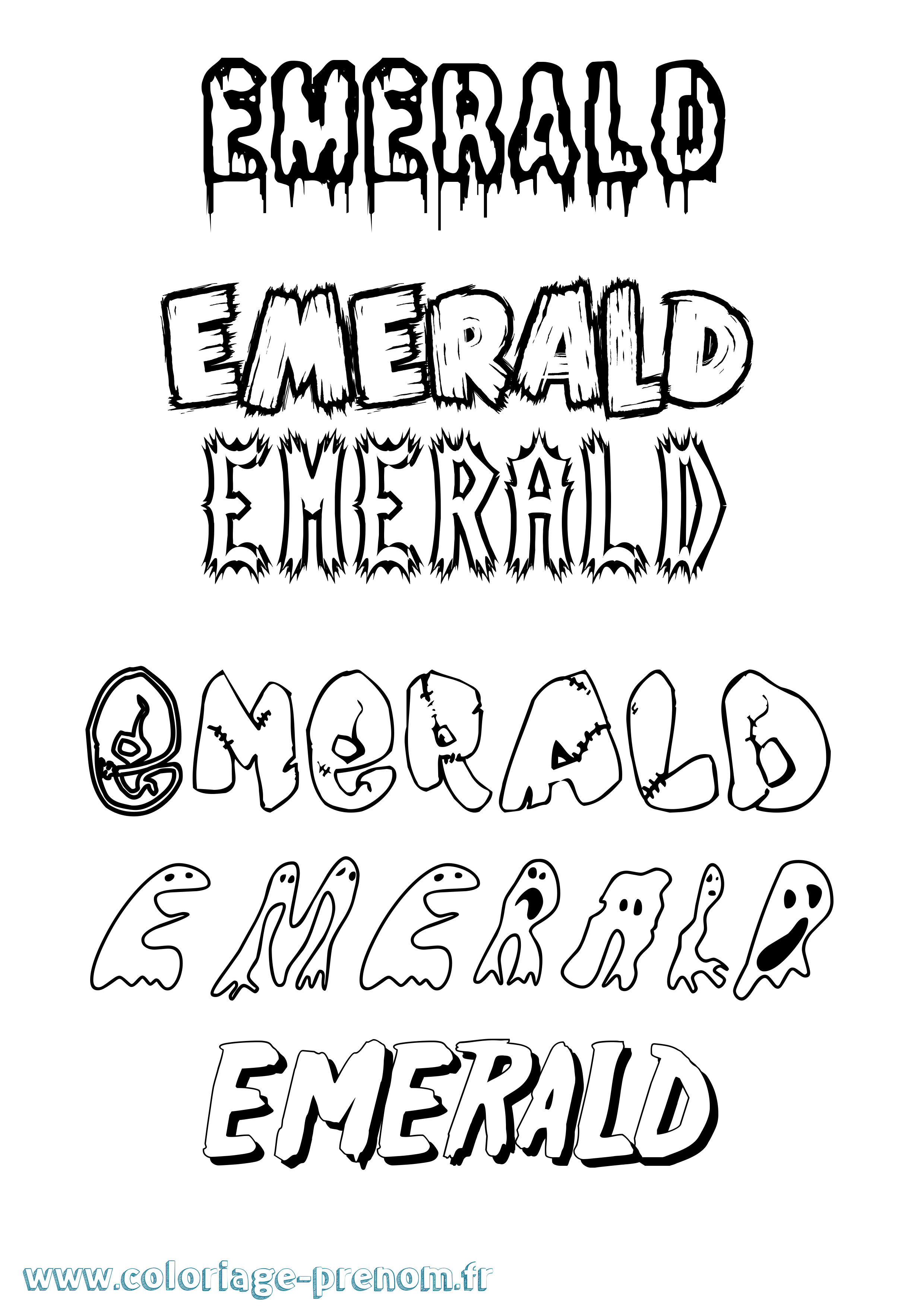 Coloriage Emerald Frisson Coloriage prénom Emerald Frisson
