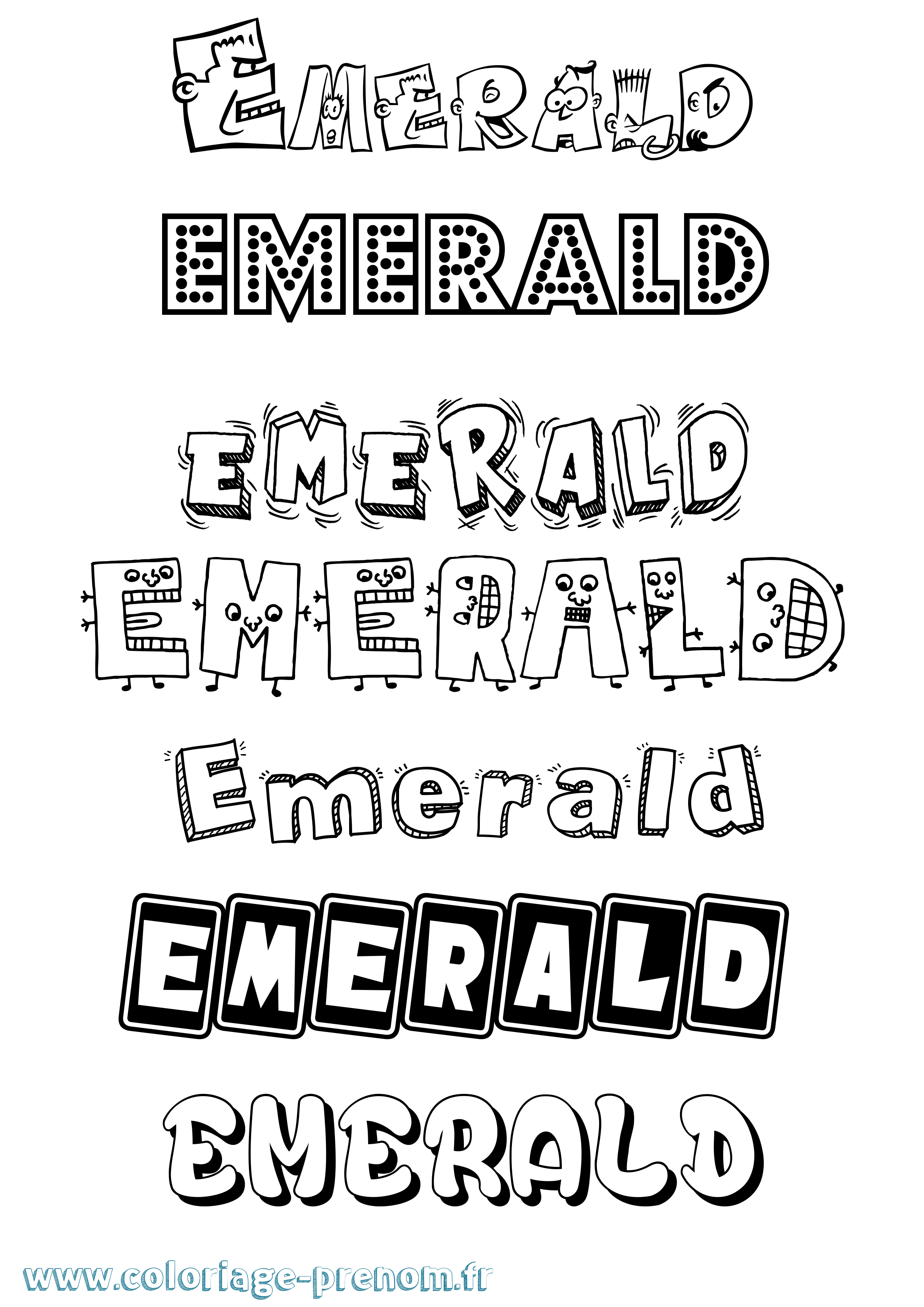 Coloriage Emerald Fun Coloriage prénom Emerald Fun