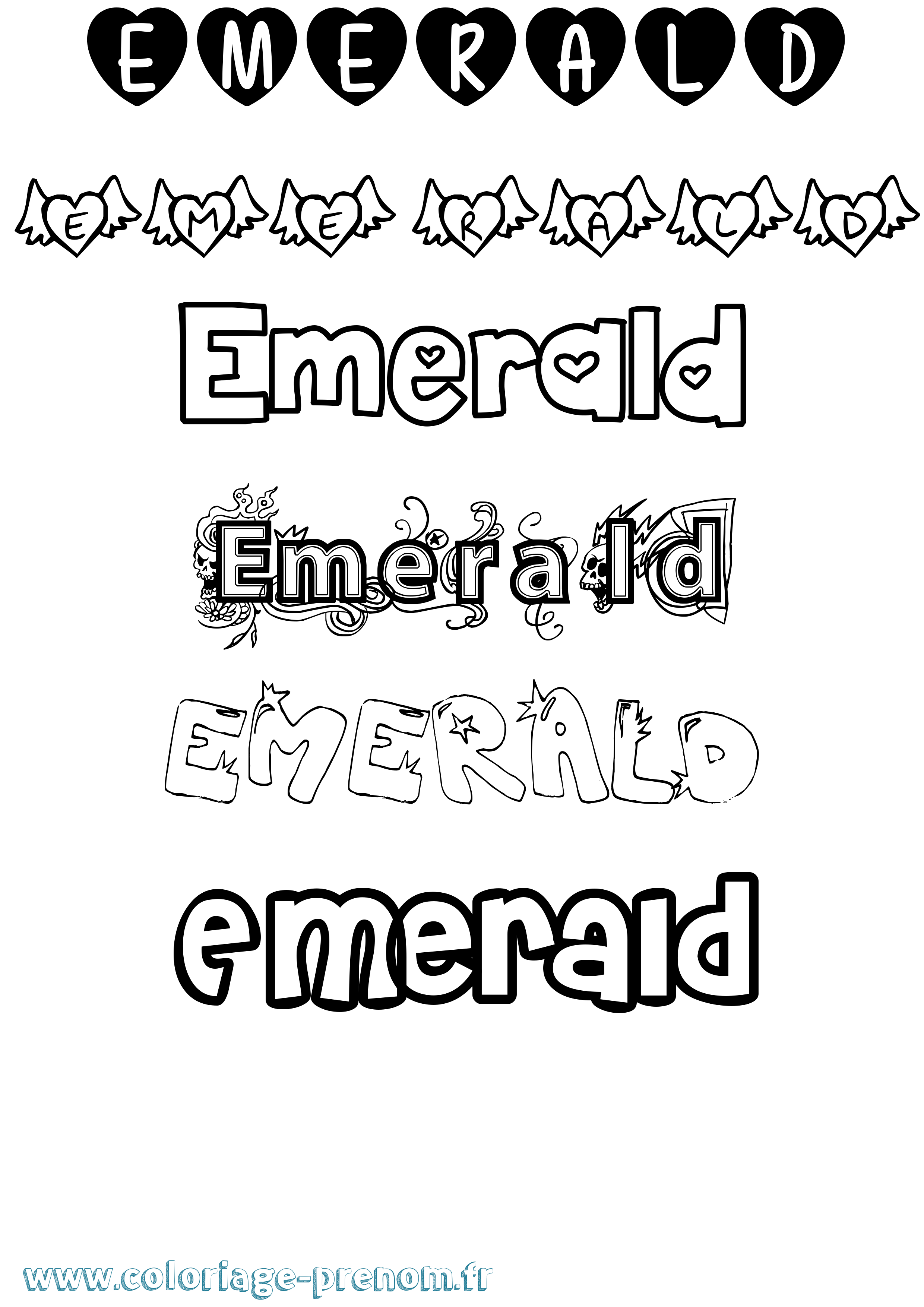 Coloriage Emerald Girly Coloriage prénom Emerald Girly