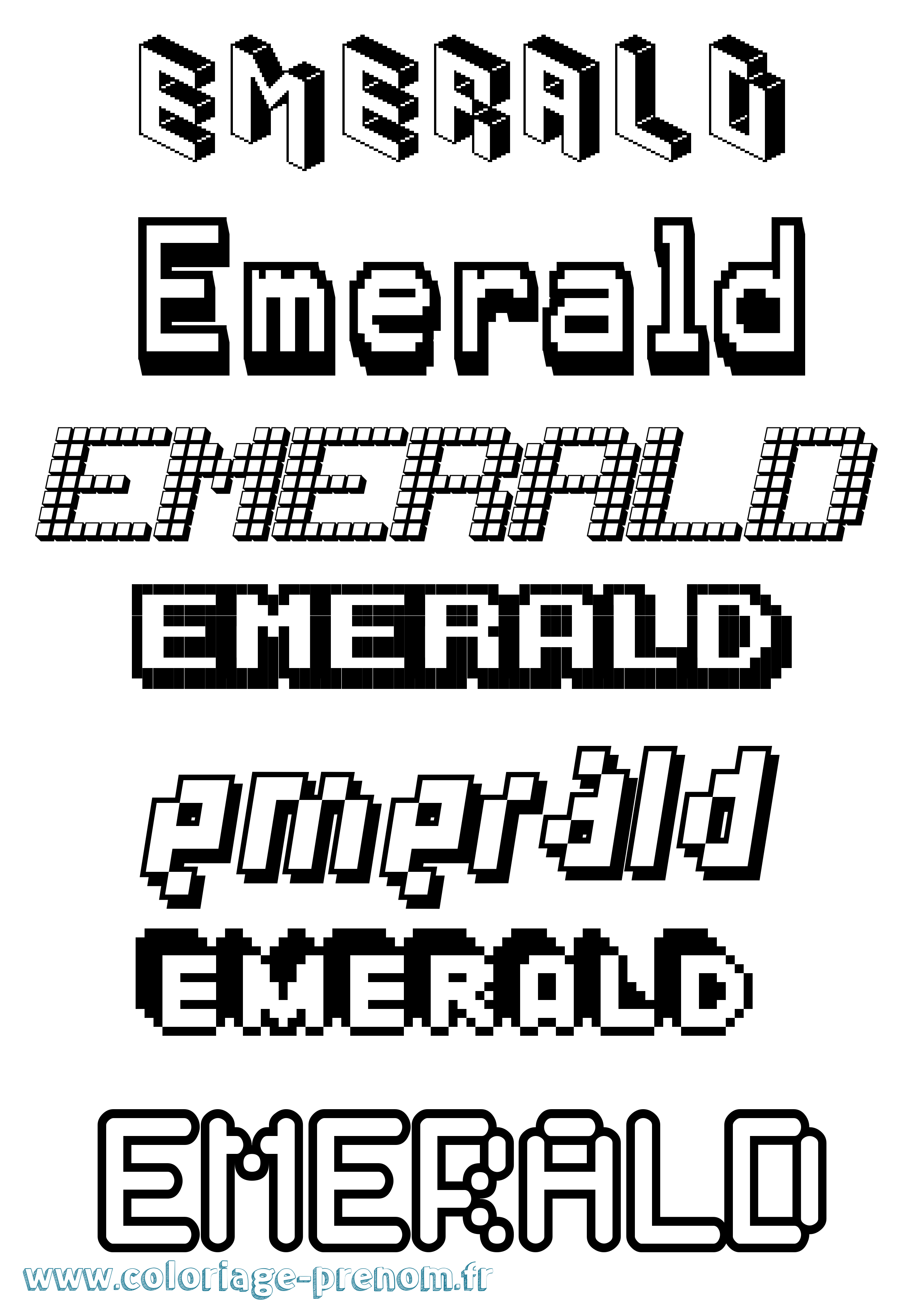 Coloriage Emerald Pixel Coloriage prénom Emerald Pixel