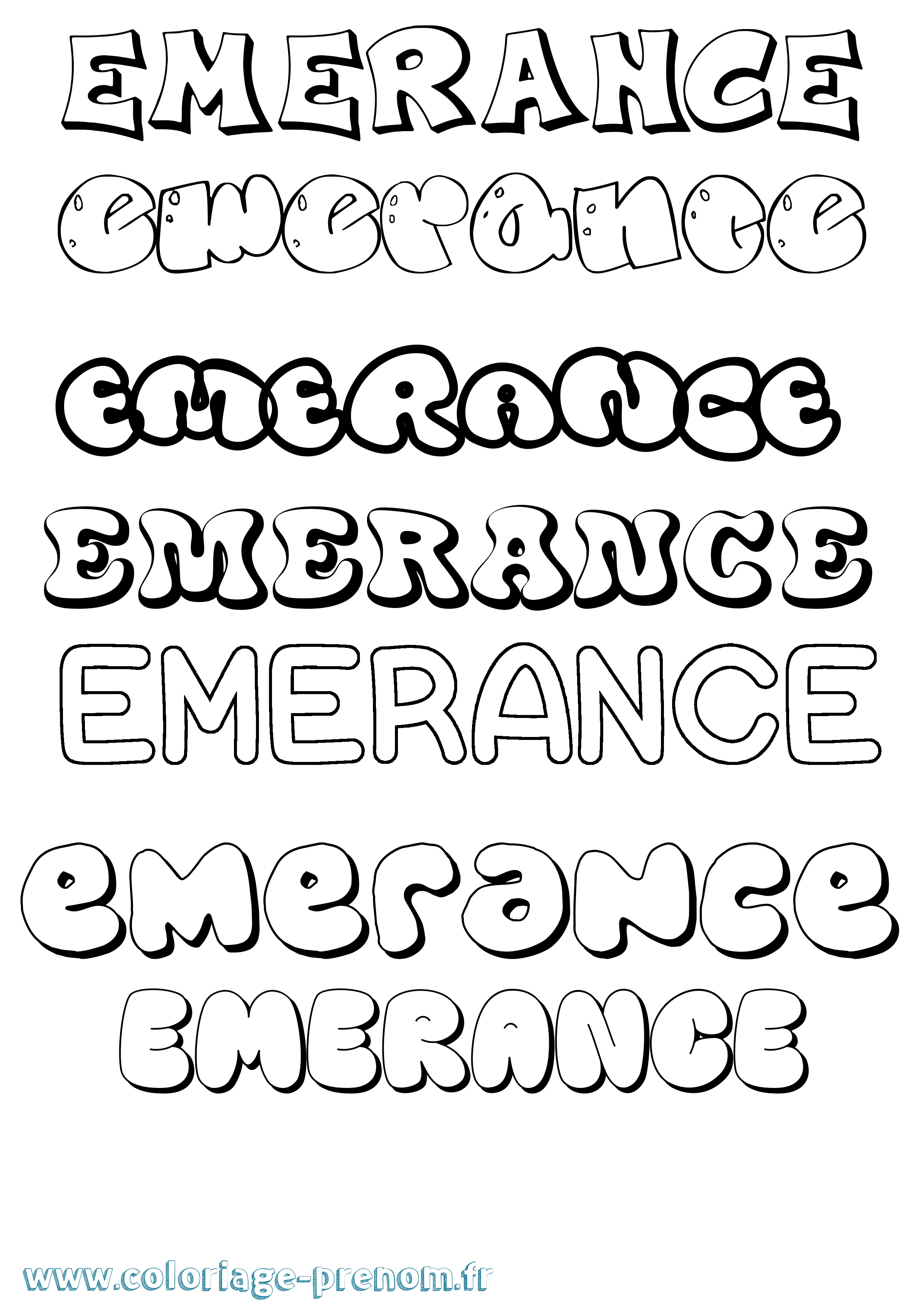 Coloriage Emerance Bubble Coloriage prénom Emerance Bubble