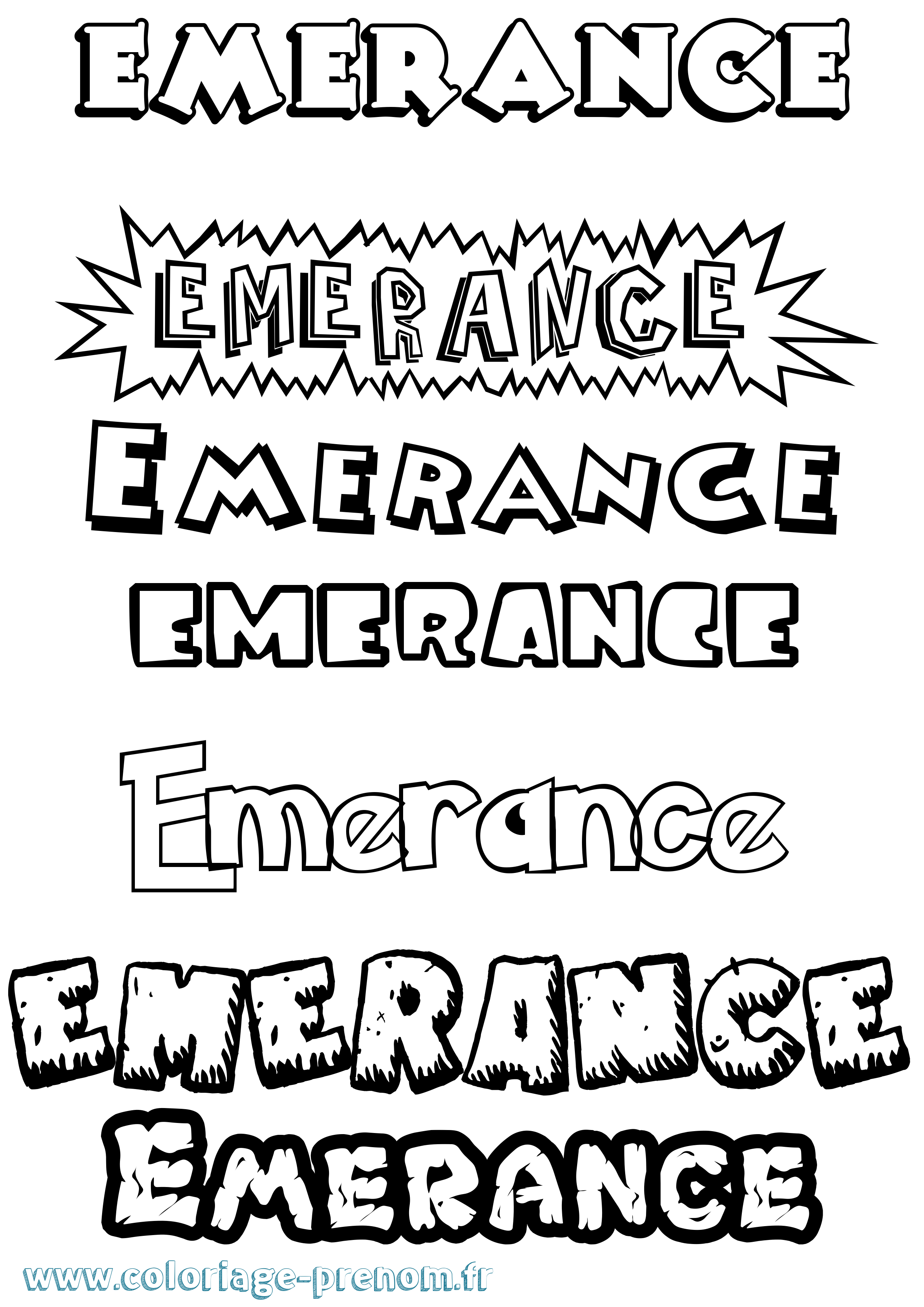 Coloriage Emerance Dessin Animé Coloriage prénom Emerance Dessin Animé