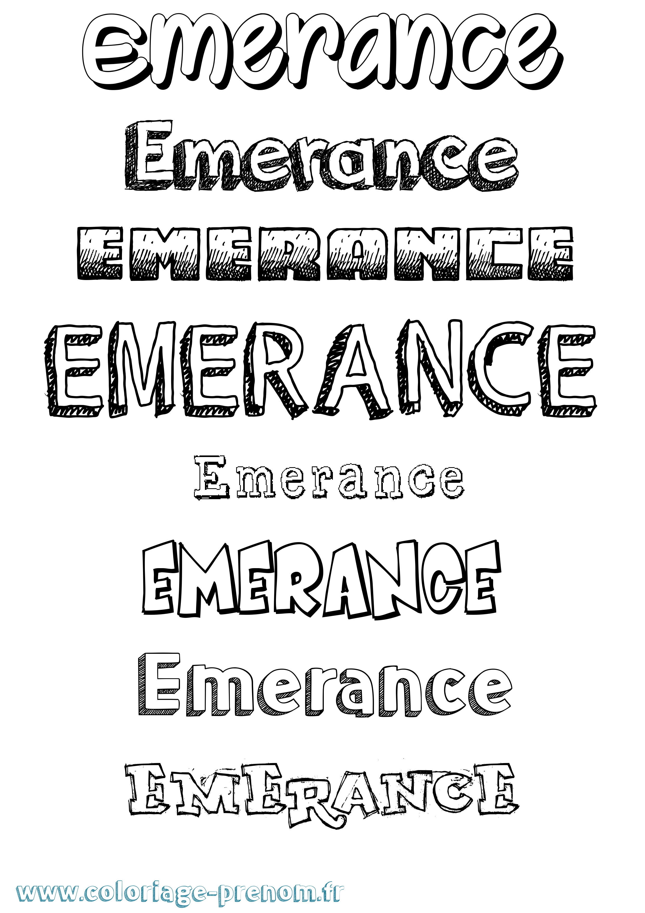 Coloriage Emerance Dessiné Coloriage prénom Emerance Dessiné