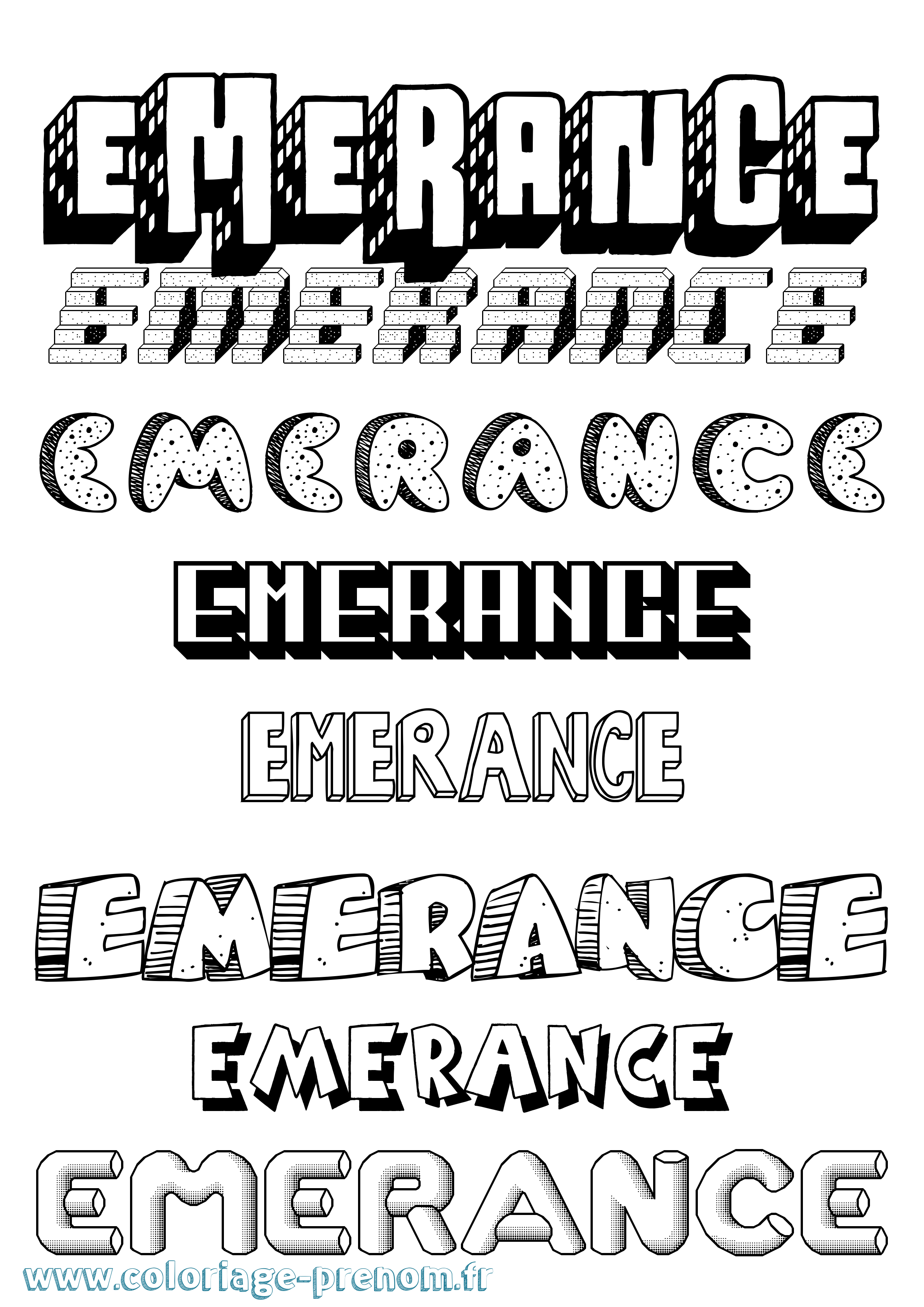 Coloriage Emerance Effet 3D Coloriage prénom Emerance Effet 3D