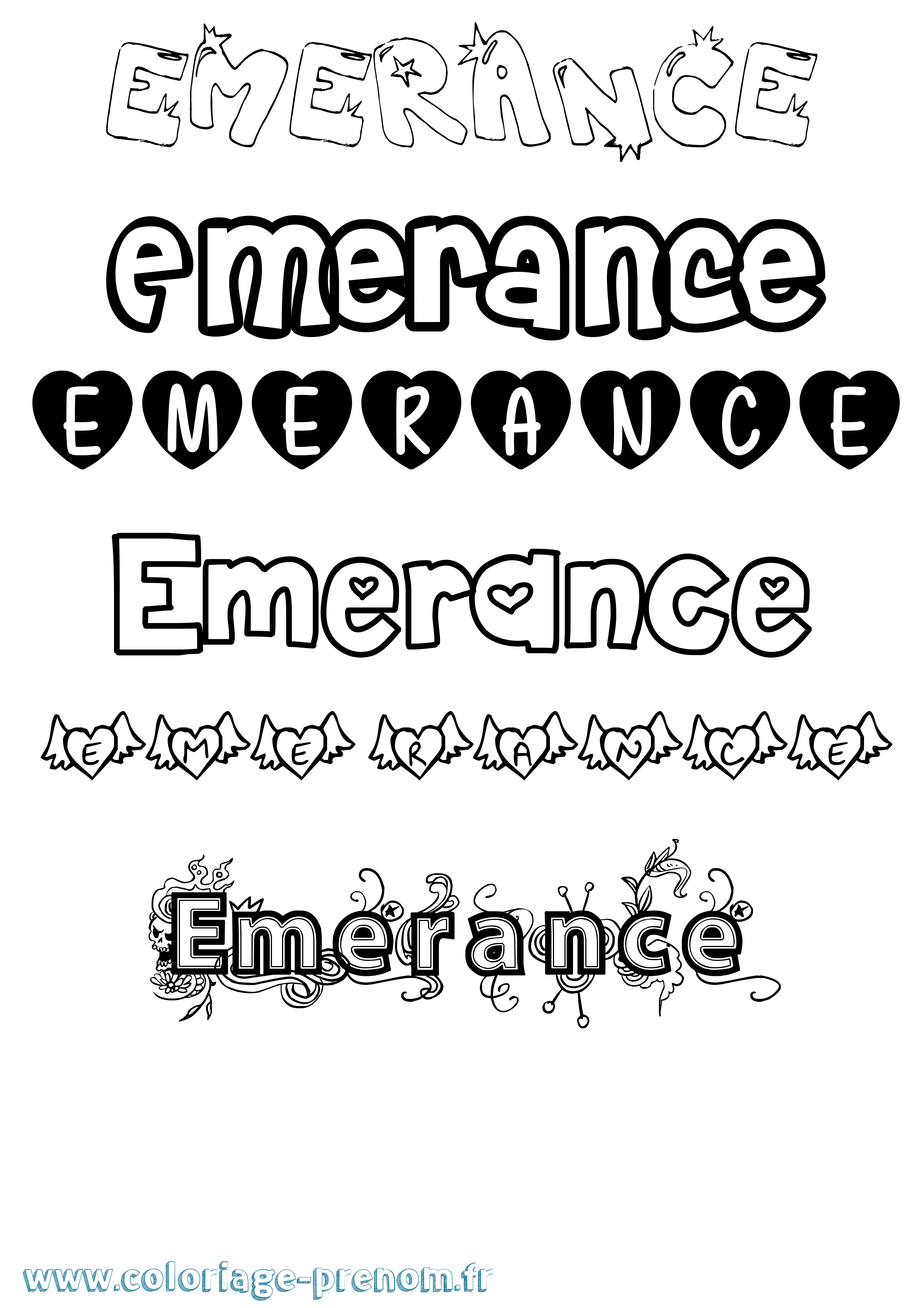 Coloriage Emerance Girly Coloriage prénom Emerance Girly