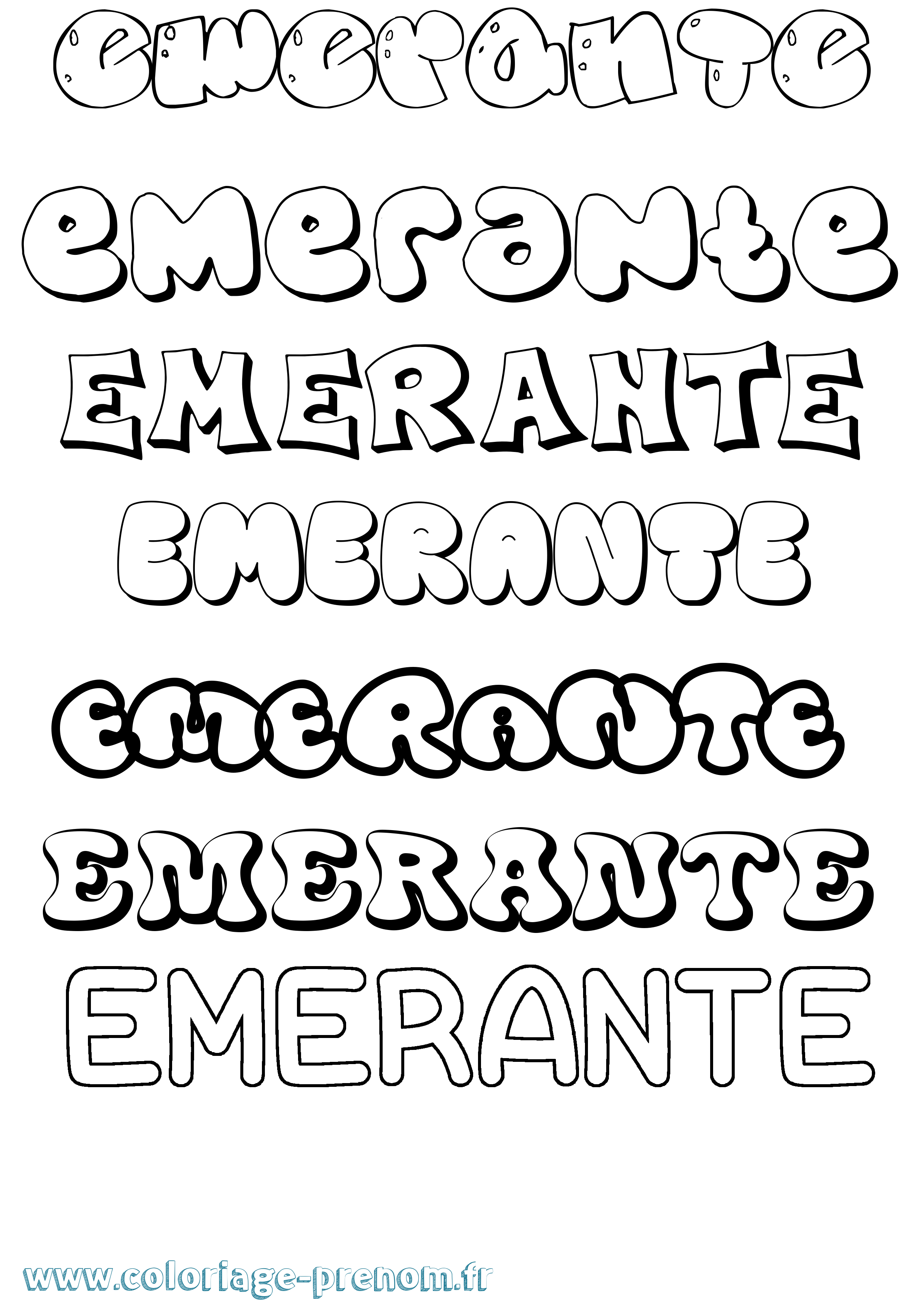Coloriage Emerante Bubble Coloriage prénom Emerante Bubble