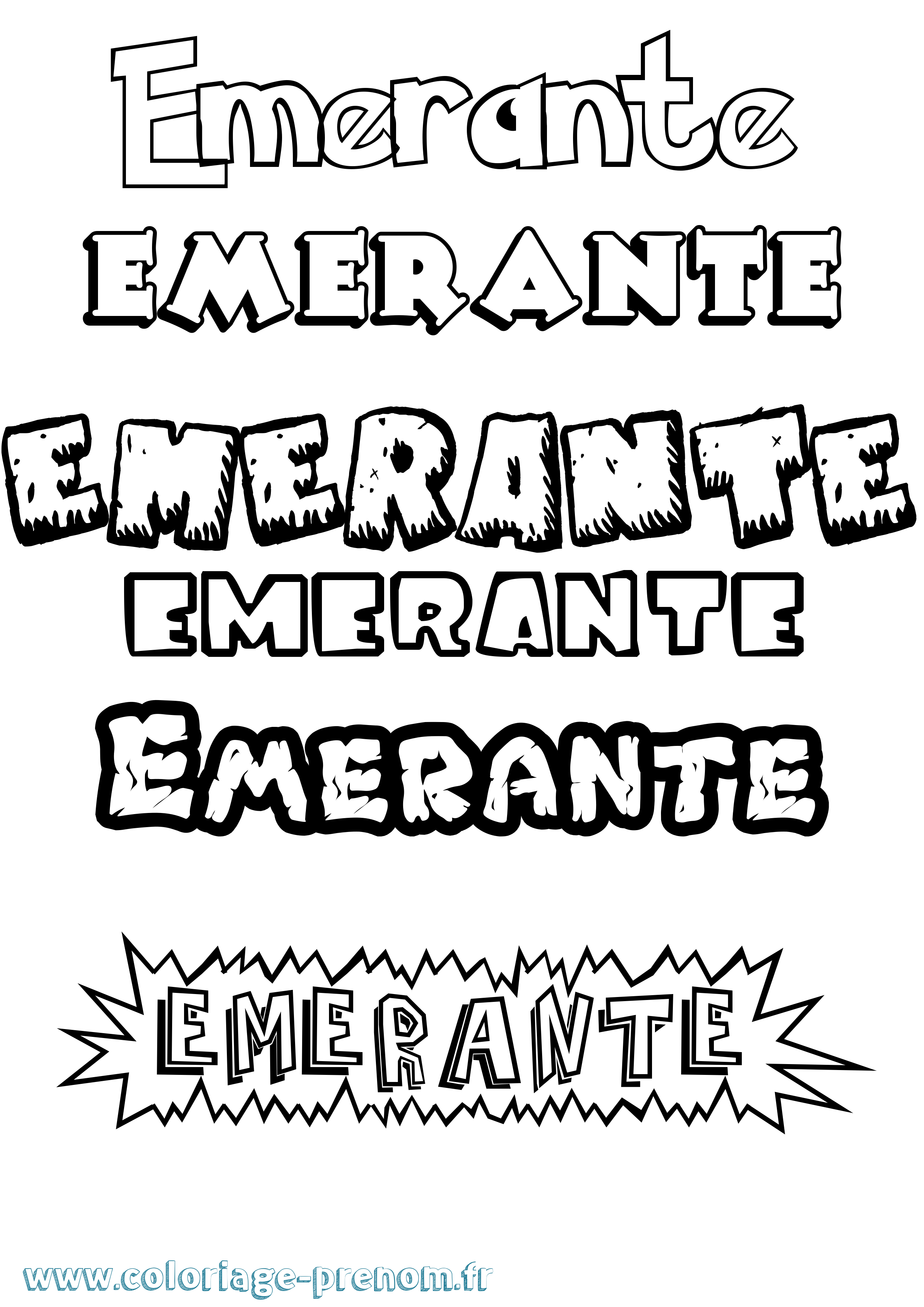 Coloriage Emerante Dessin Animé Coloriage prénom Emerante Dessin Animé