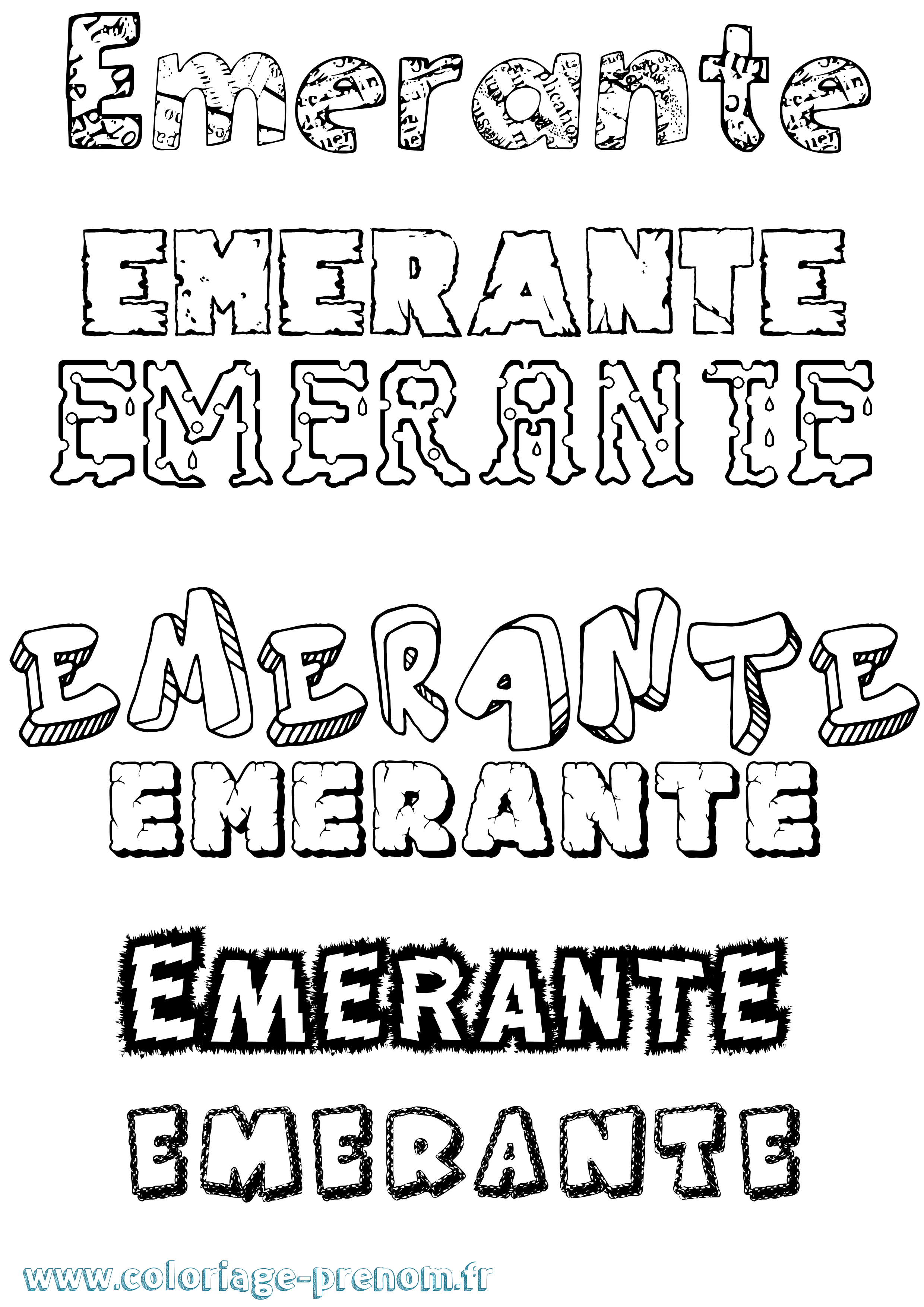 Coloriage Emerante Destructuré Coloriage prénom Emerante Destructuré