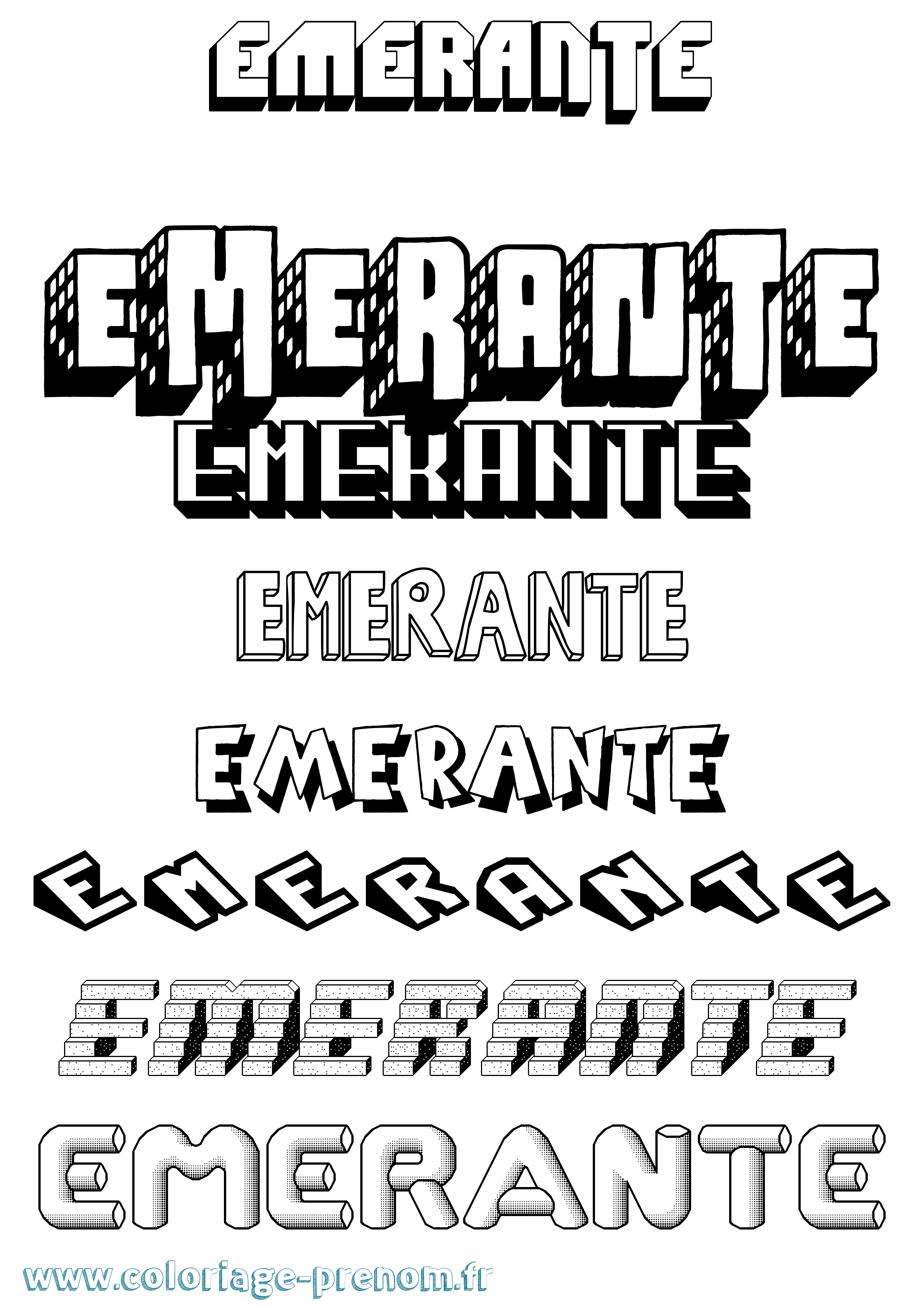 Coloriage Emerante Effet 3D Coloriage prénom Emerante Effet 3D