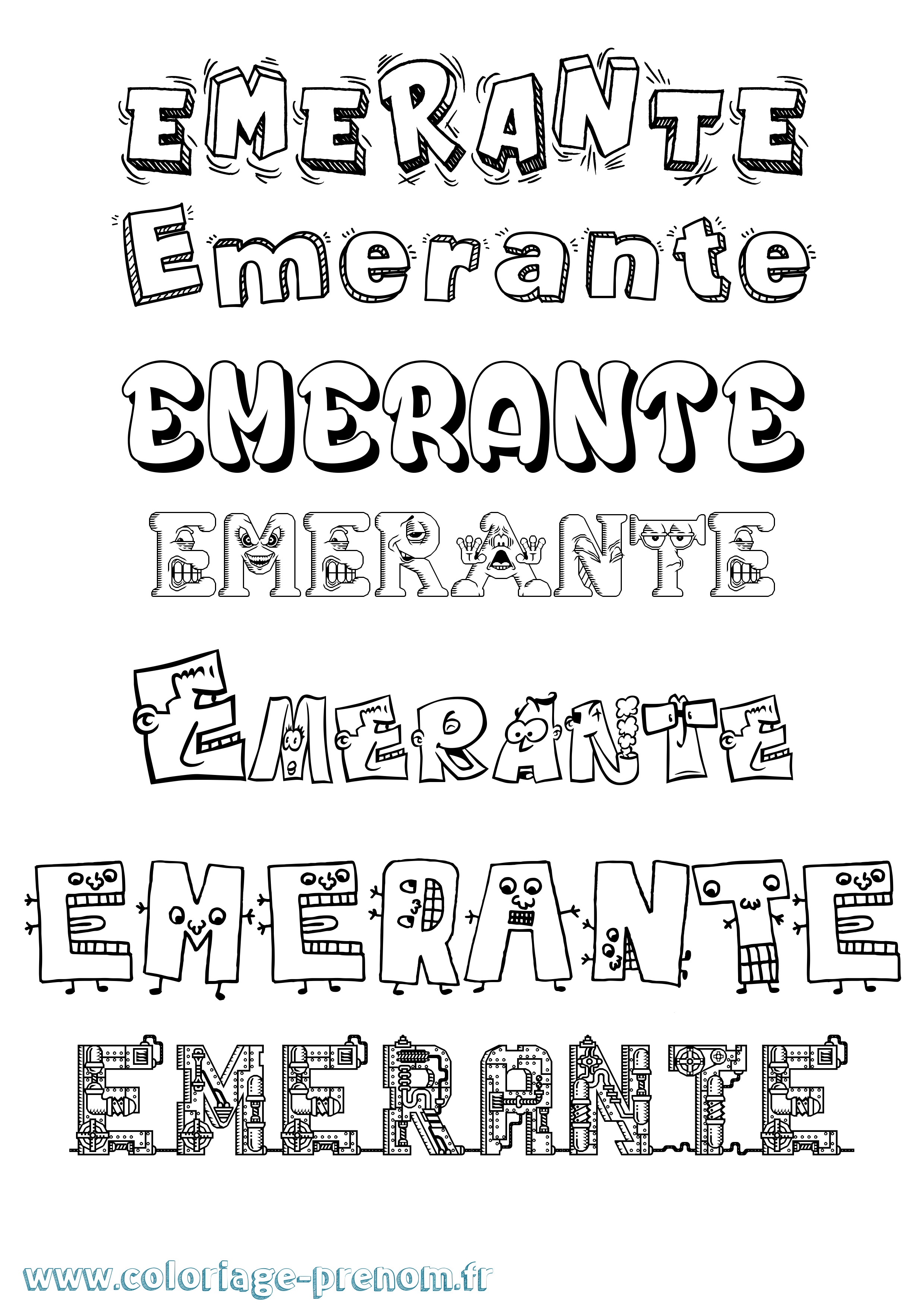 Coloriage Emerante Fun Coloriage prénom Emerante Fun
