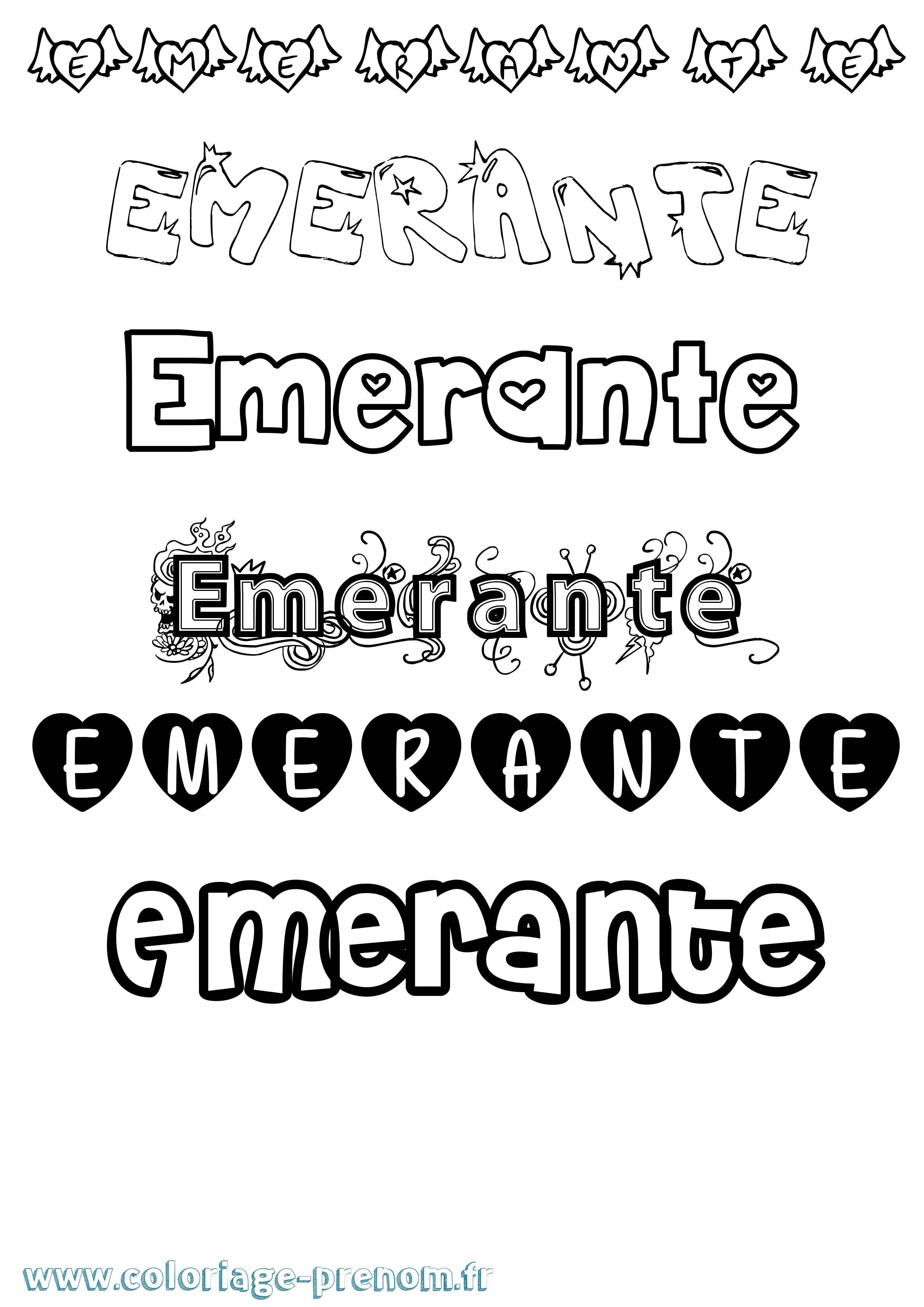 Coloriage Emerante Girly Coloriage prénom Emerante Girly