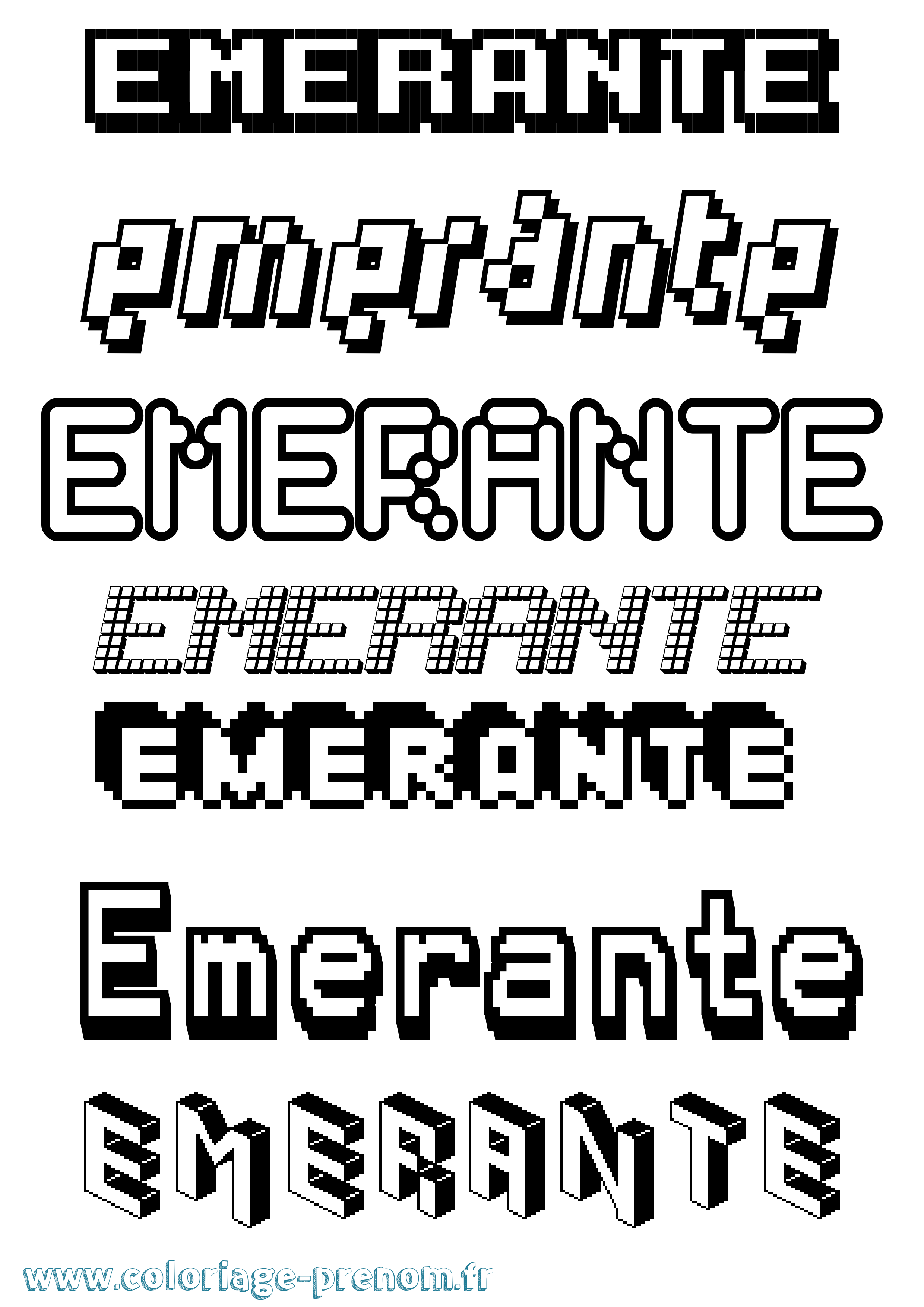 Coloriage Emerante Pixel Coloriage prénom Emerante Pixel