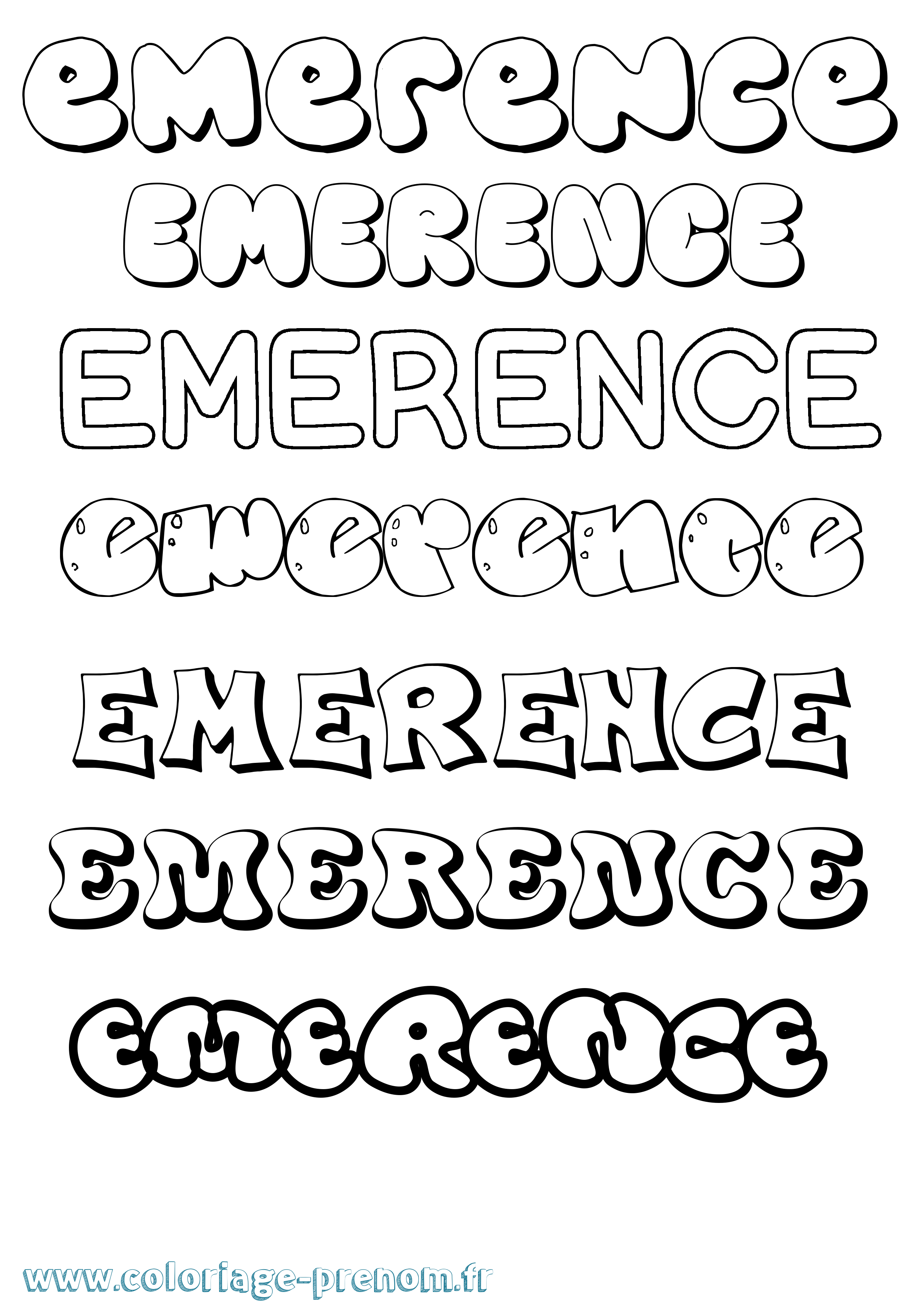 Coloriage Emerence Bubble Coloriage prénom Emerence Bubble