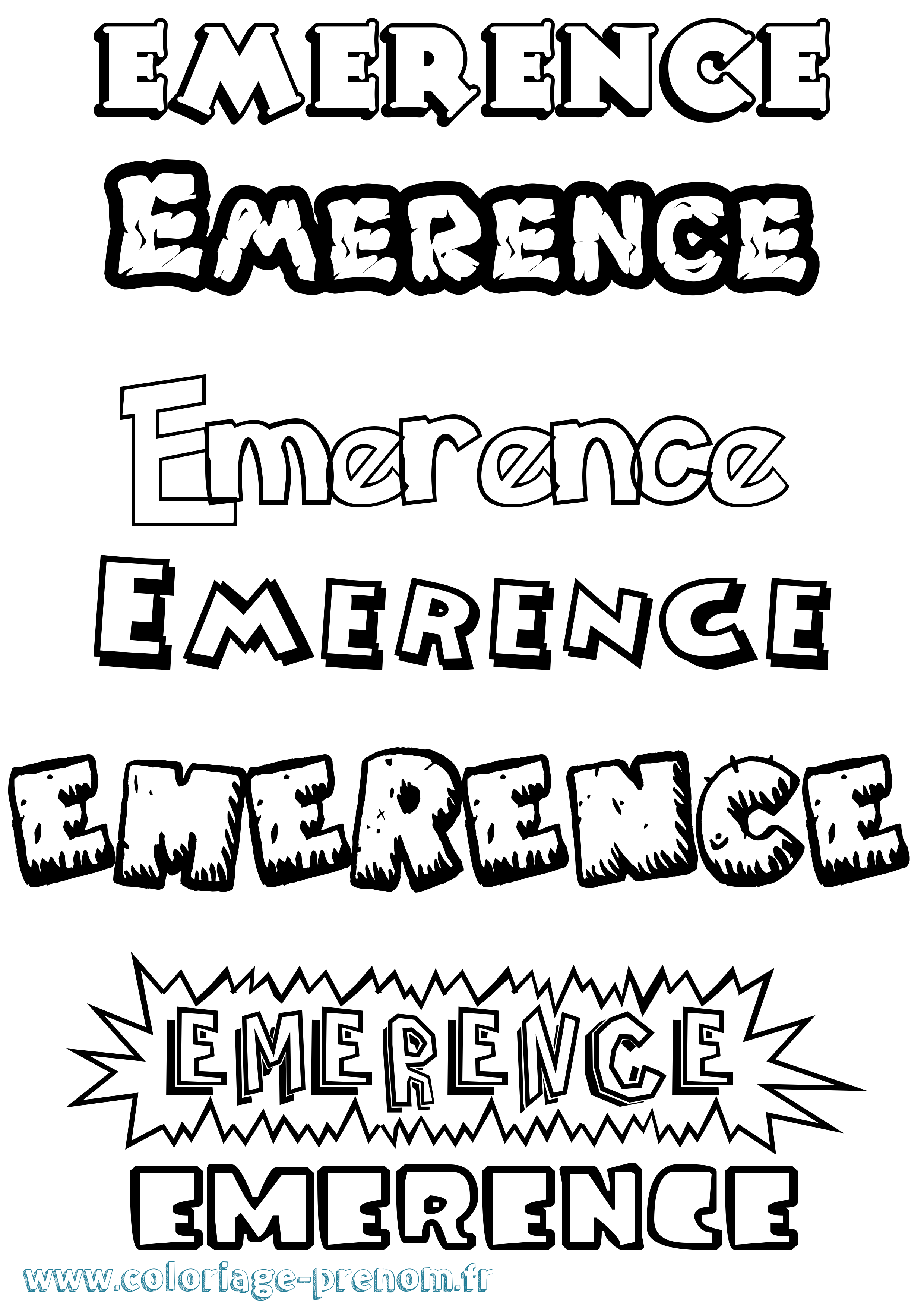 Coloriage Emerence Dessin Animé Coloriage prénom Emerence Dessin Animé