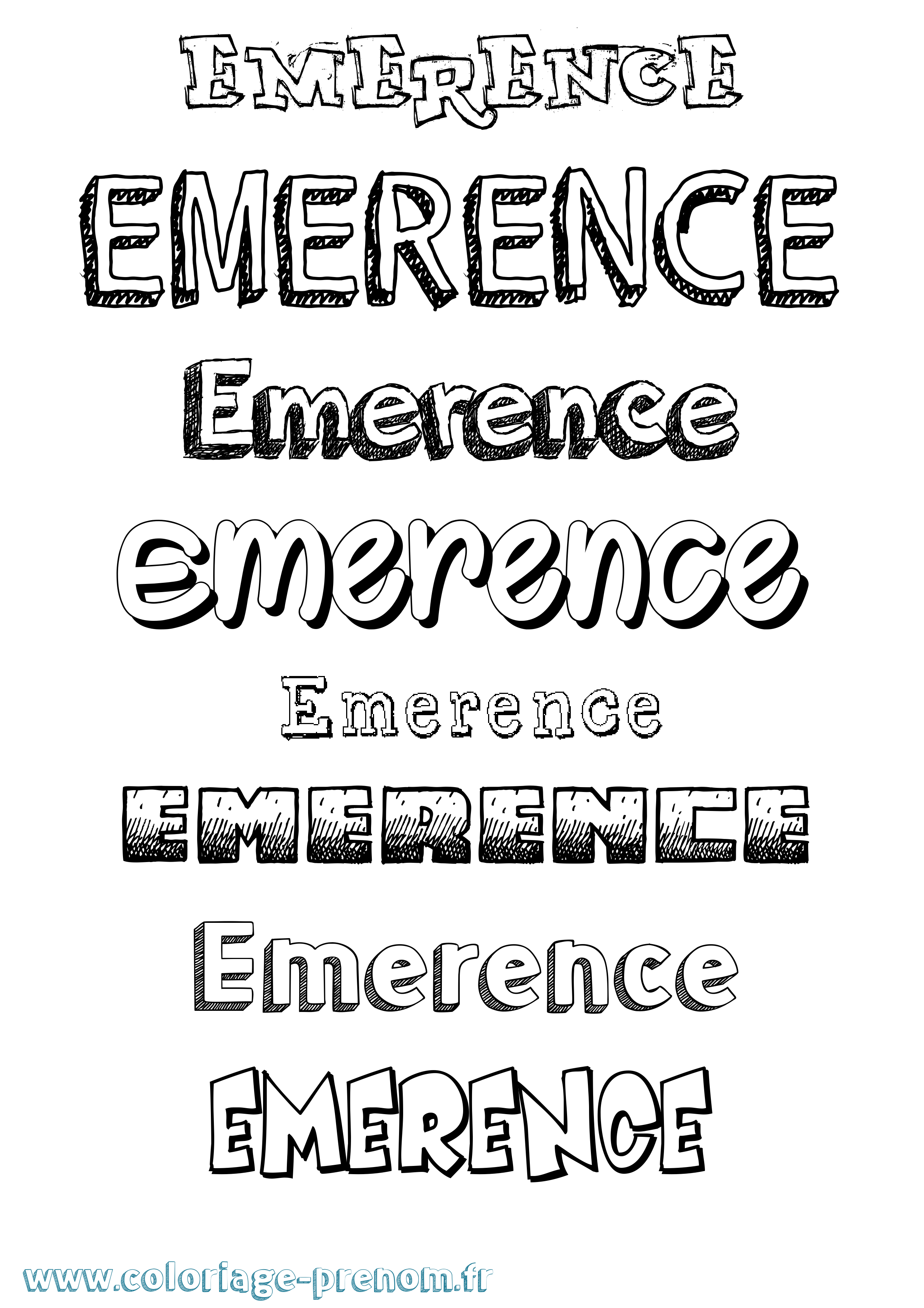 Coloriage Emerence Dessiné Coloriage prénom Emerence Dessiné