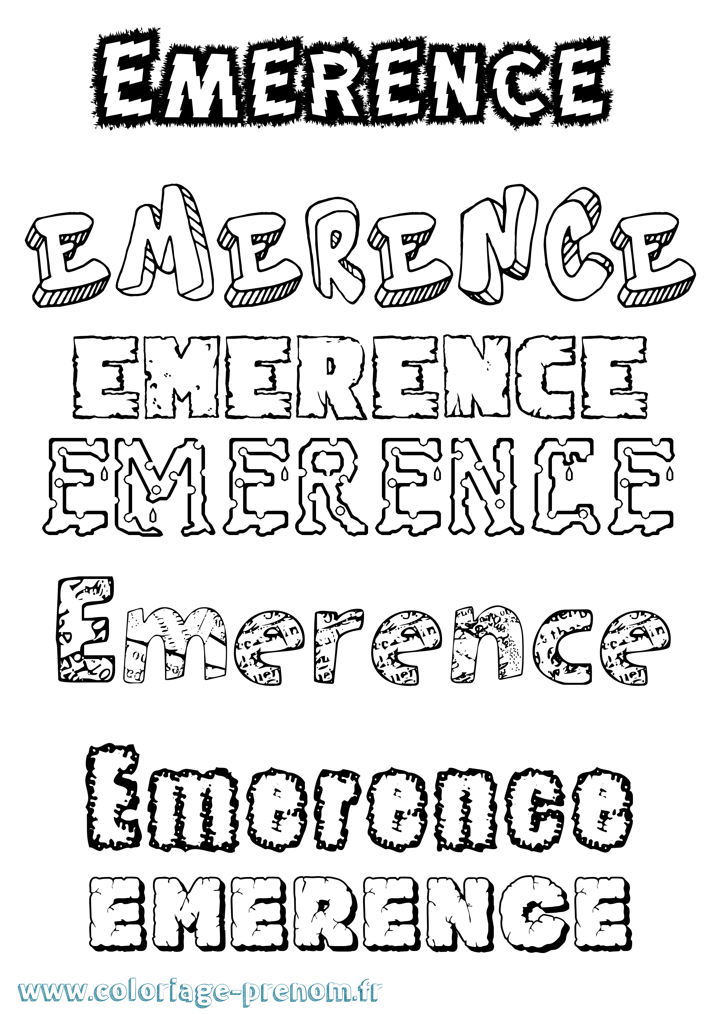 Coloriage Emerence Destructuré Coloriage prénom Emerence Destructuré