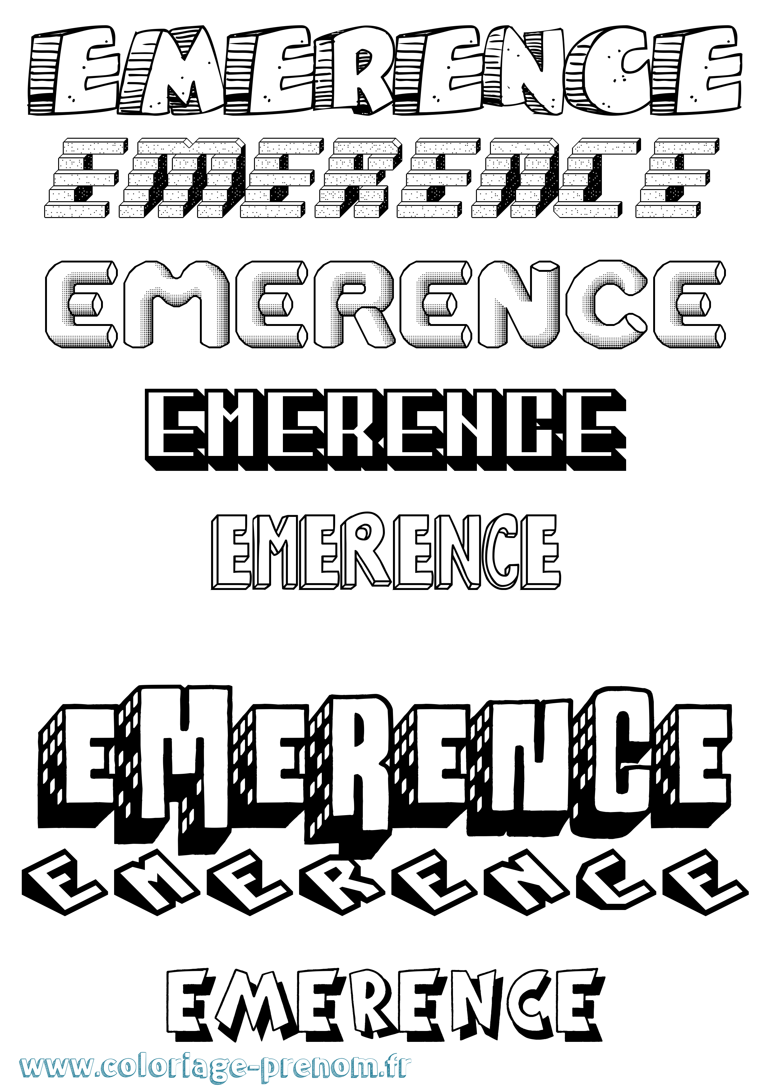 Coloriage Emerence Effet 3D Coloriage prénom Emerence Effet 3D