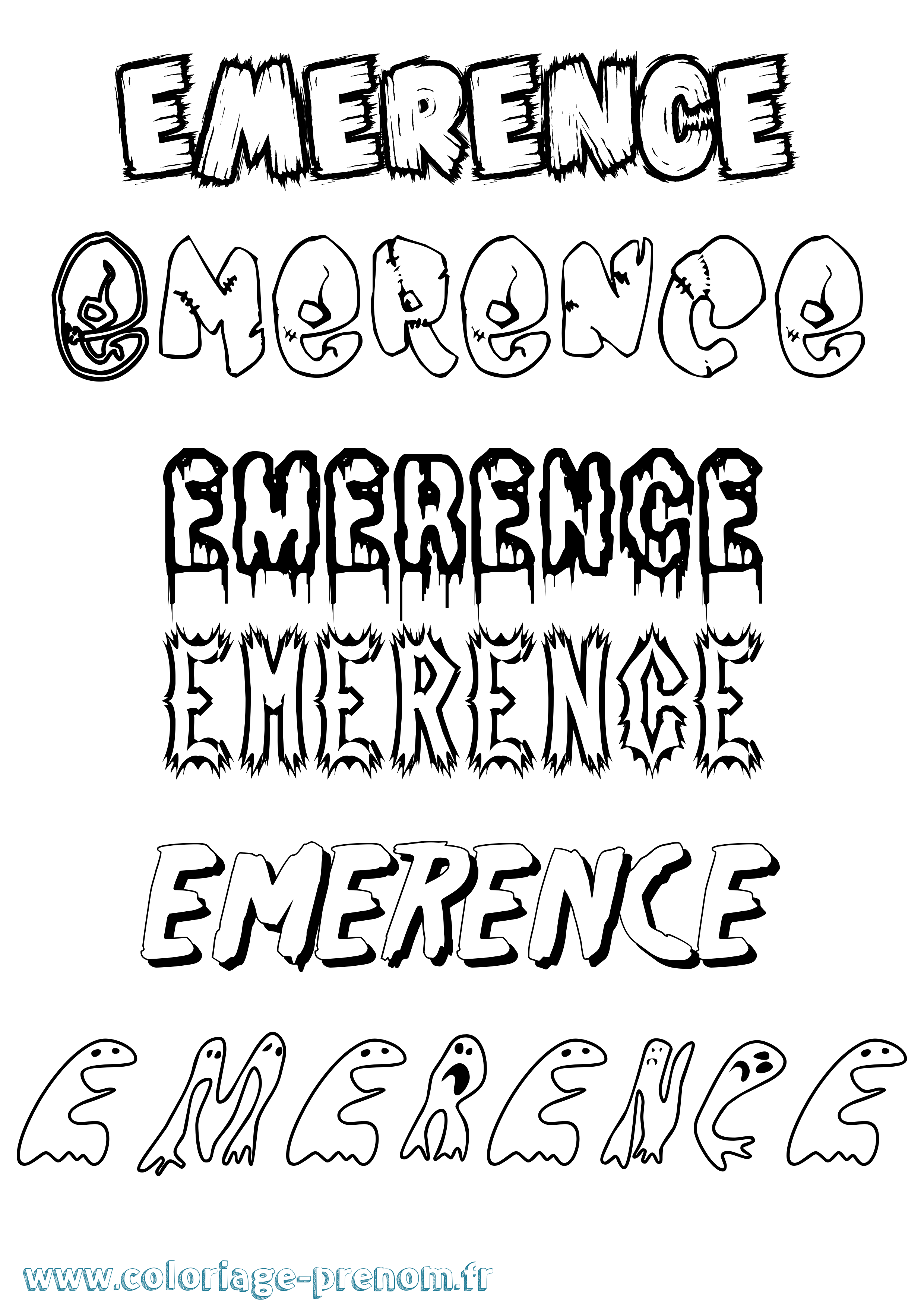 Coloriage Emerence Frisson Coloriage prénom Emerence Frisson