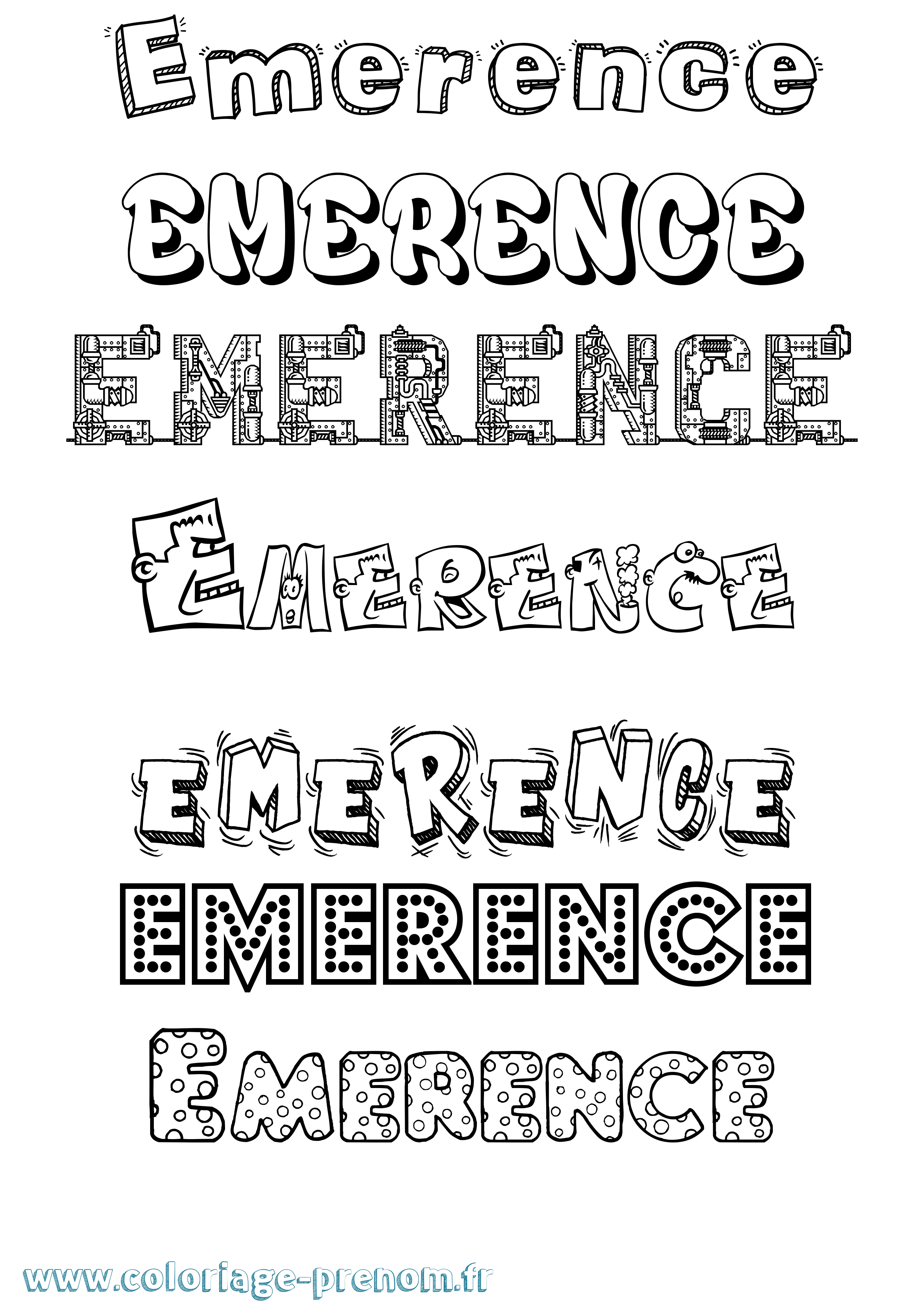 Coloriage Emerence Fun Coloriage prénom Emerence Fun