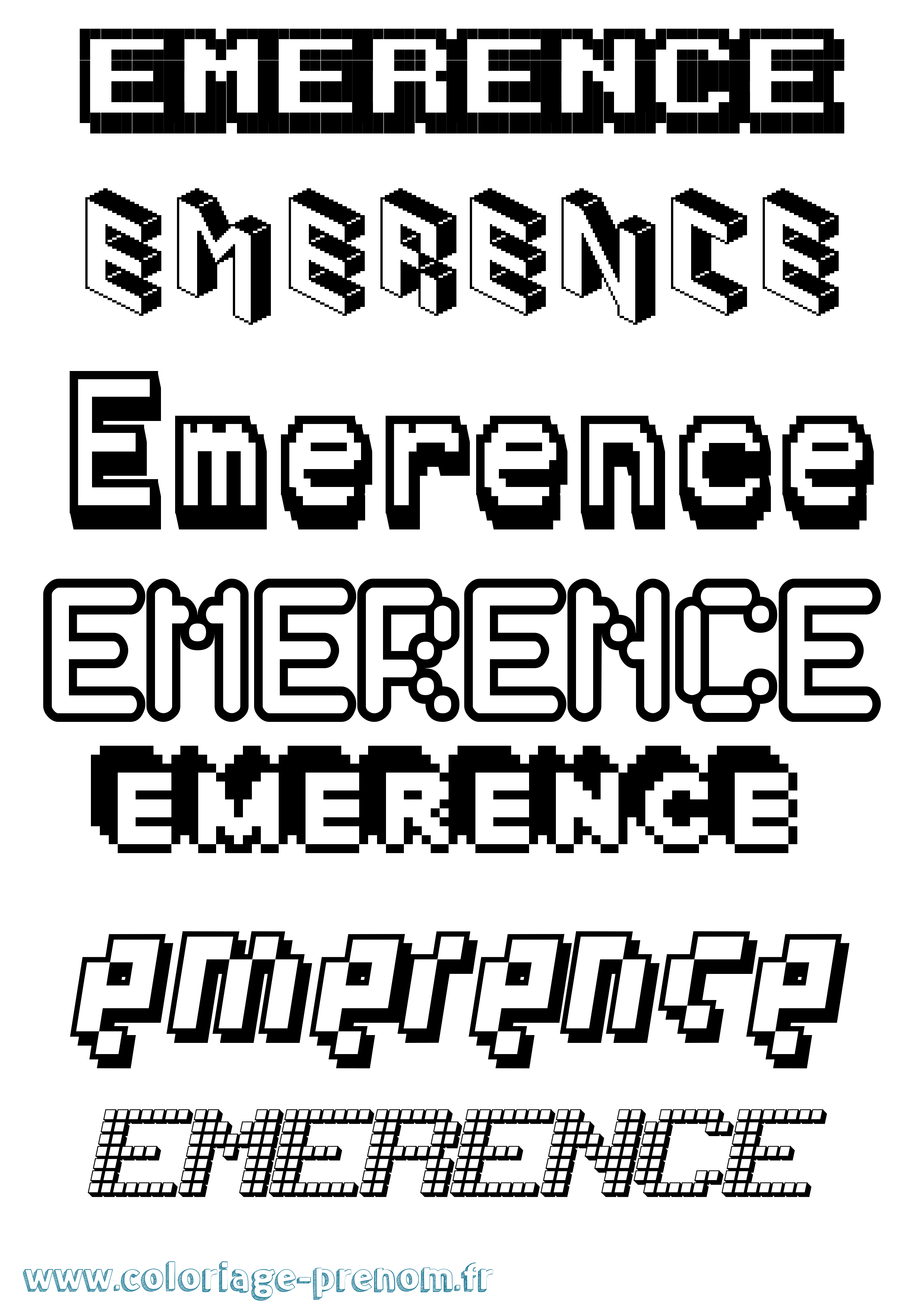 Coloriage Emerence Pixel Coloriage prénom Emerence Pixel