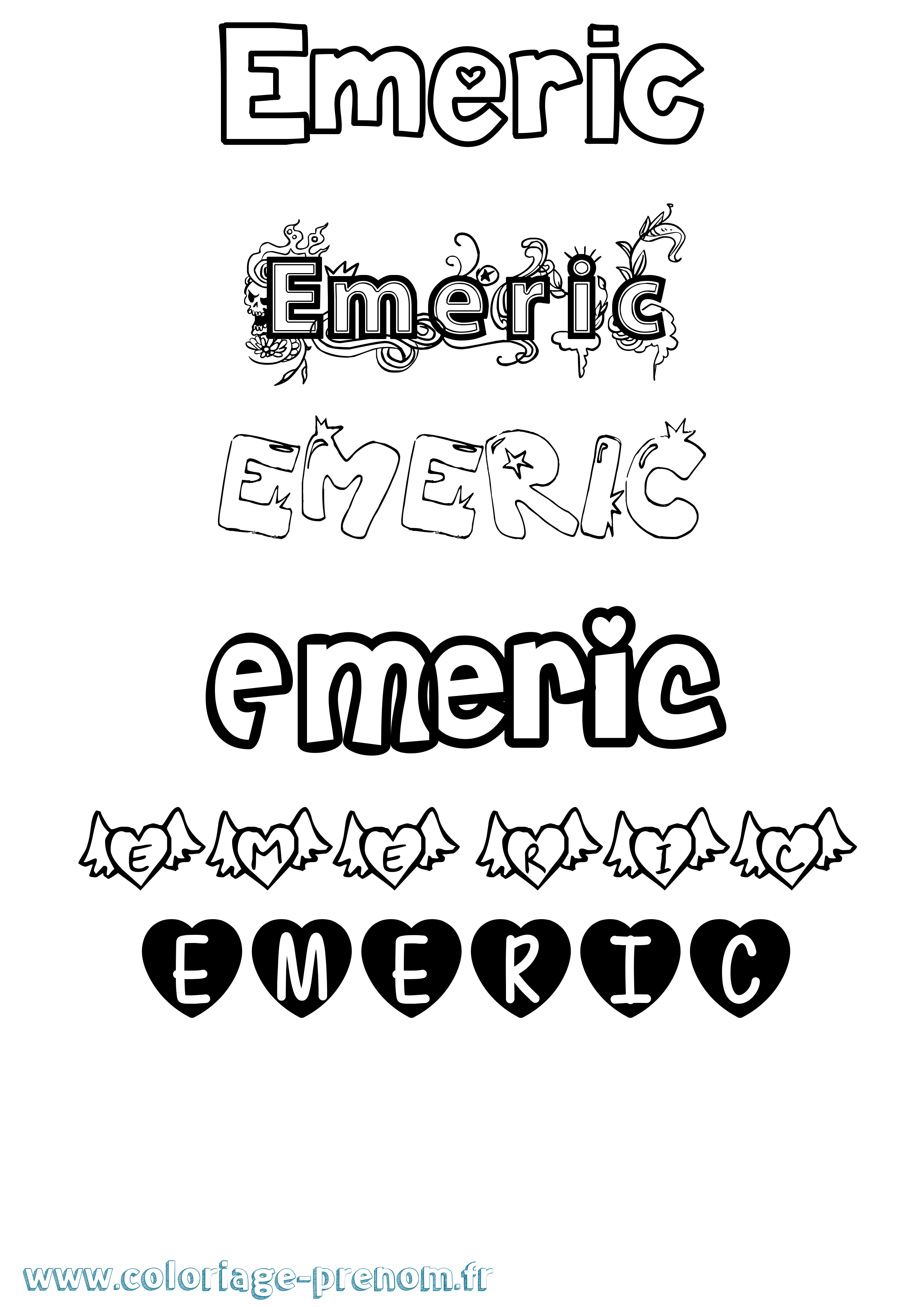 Coloriage Emeric Girly Coloriage prénom Emeric Girly