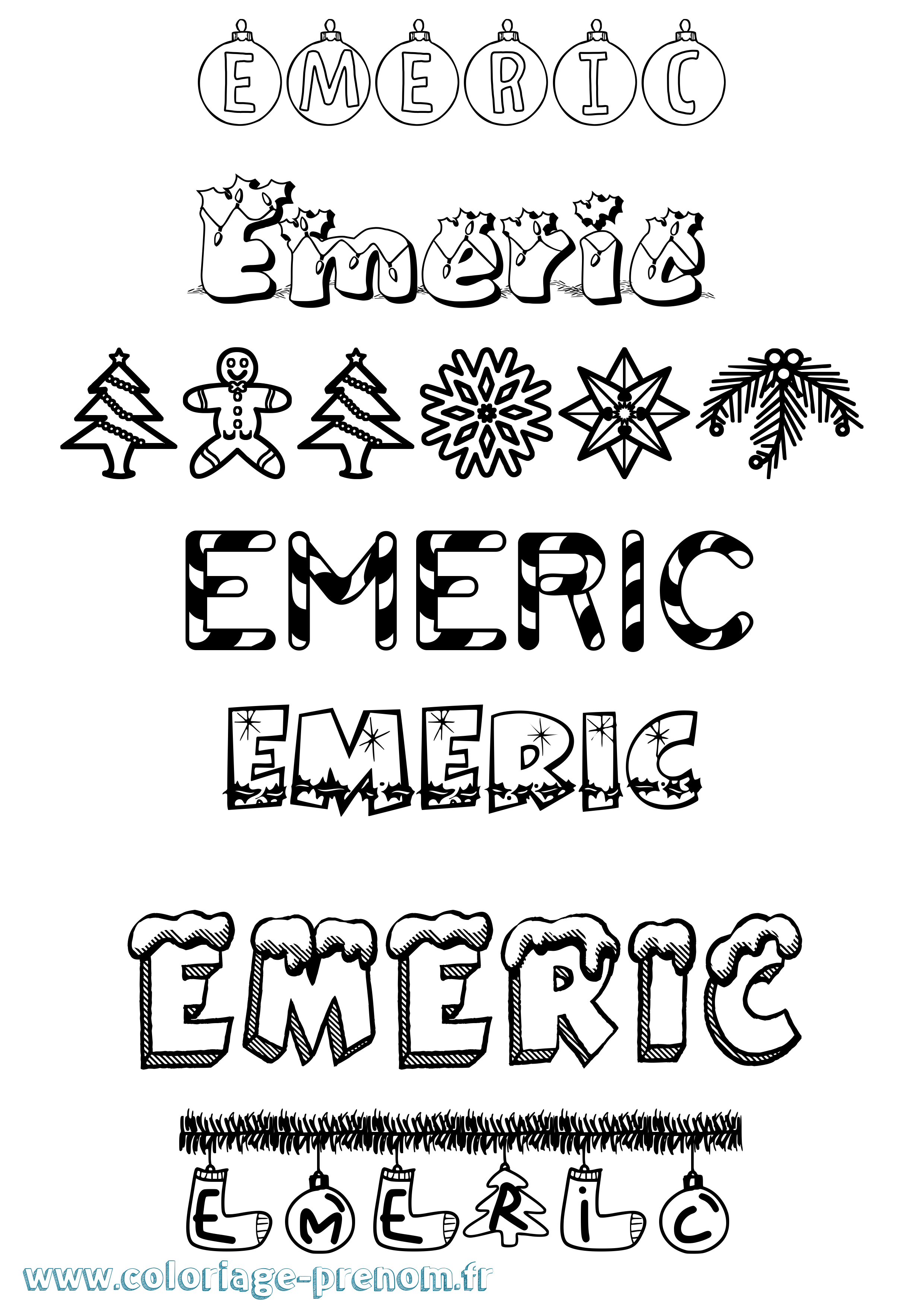 Coloriage Emeric Noël Coloriage prénom Emeric Noël
