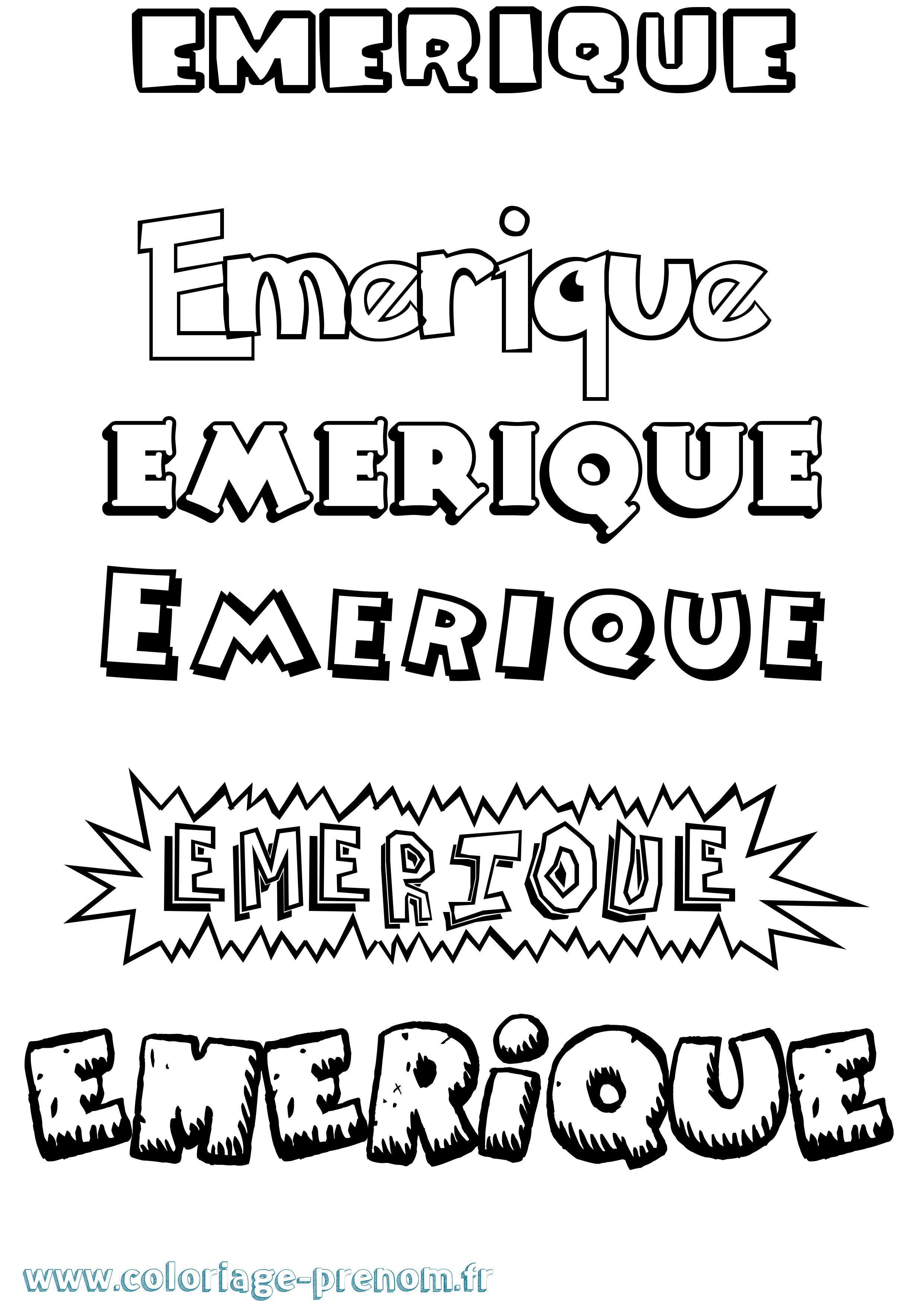 Coloriage Emerique Dessin Animé Coloriage prénom Emerique Dessin Animé