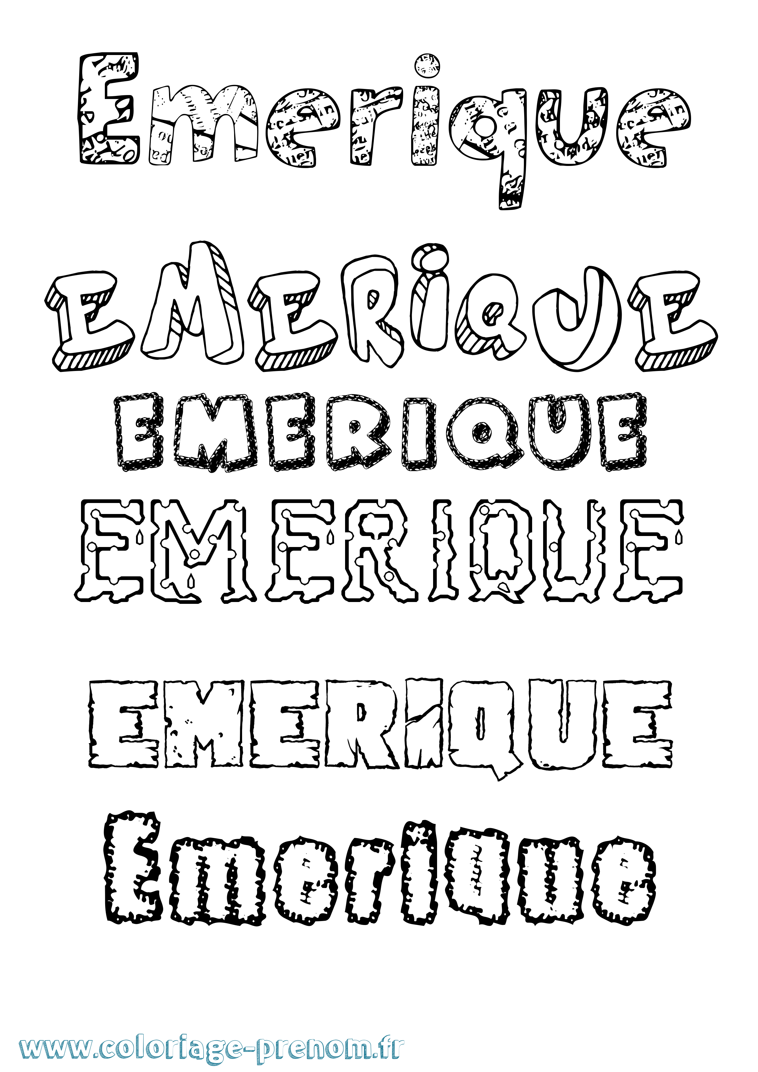 Coloriage Emerique Destructuré Coloriage prénom Emerique Destructuré