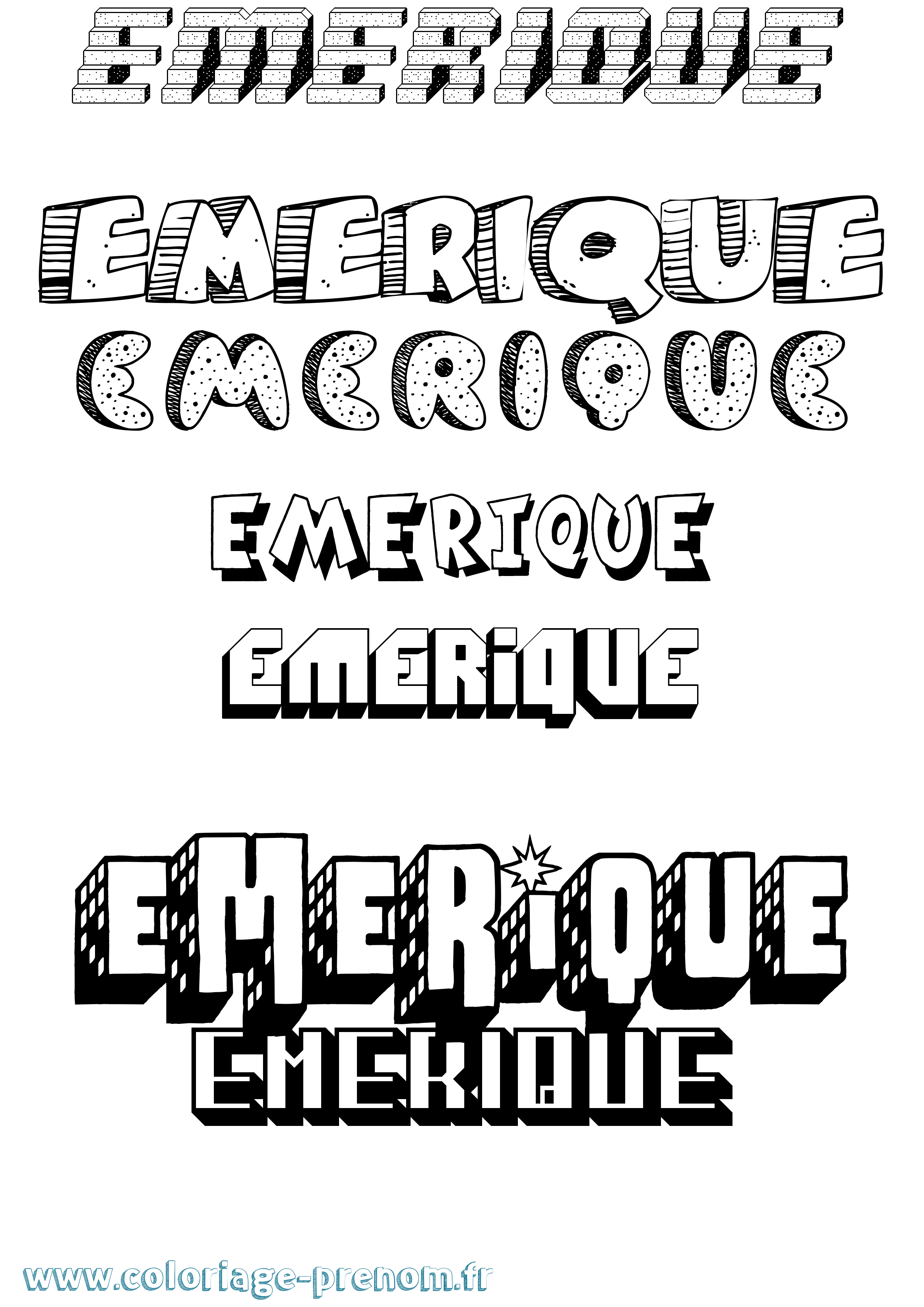 Coloriage Emerique Effet 3D Coloriage prénom Emerique Effet 3D