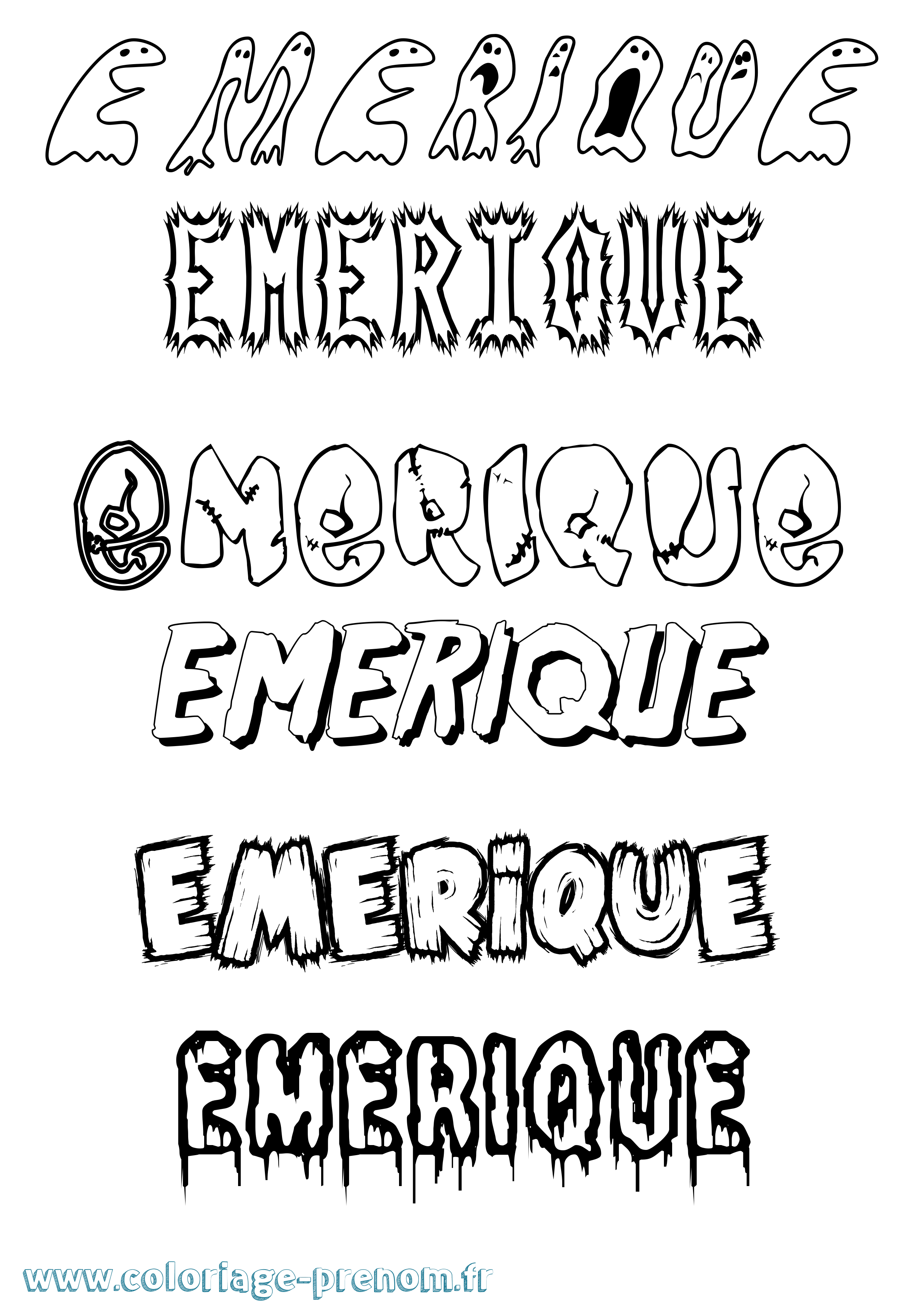 Coloriage Emerique Frisson Coloriage prénom Emerique Frisson