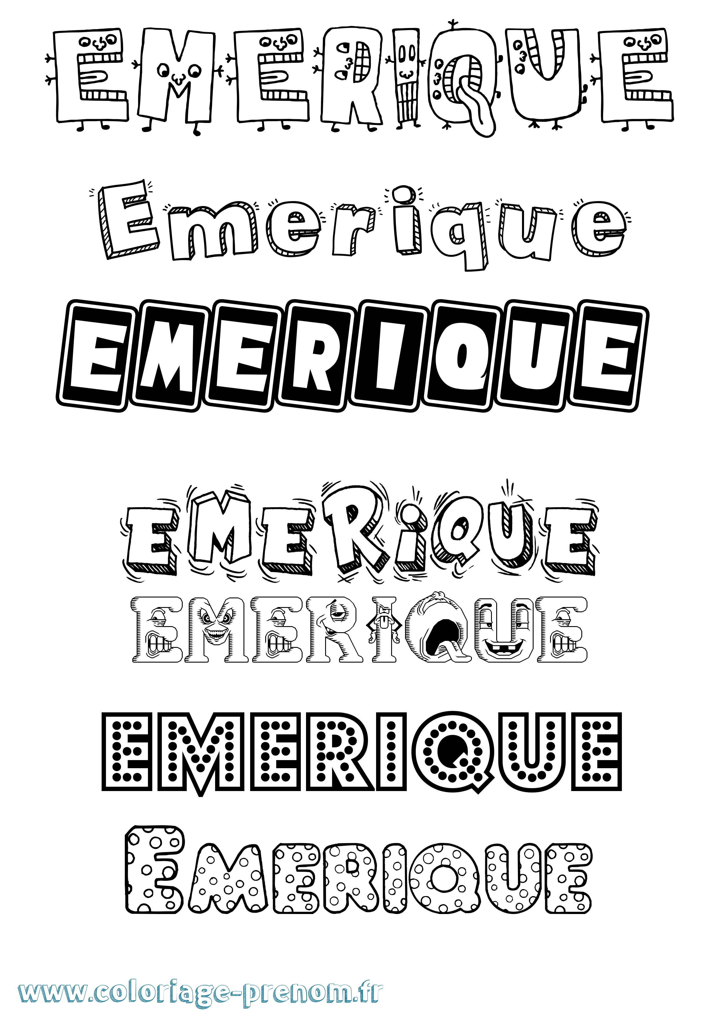 Coloriage Emerique Fun Coloriage prénom Emerique Fun