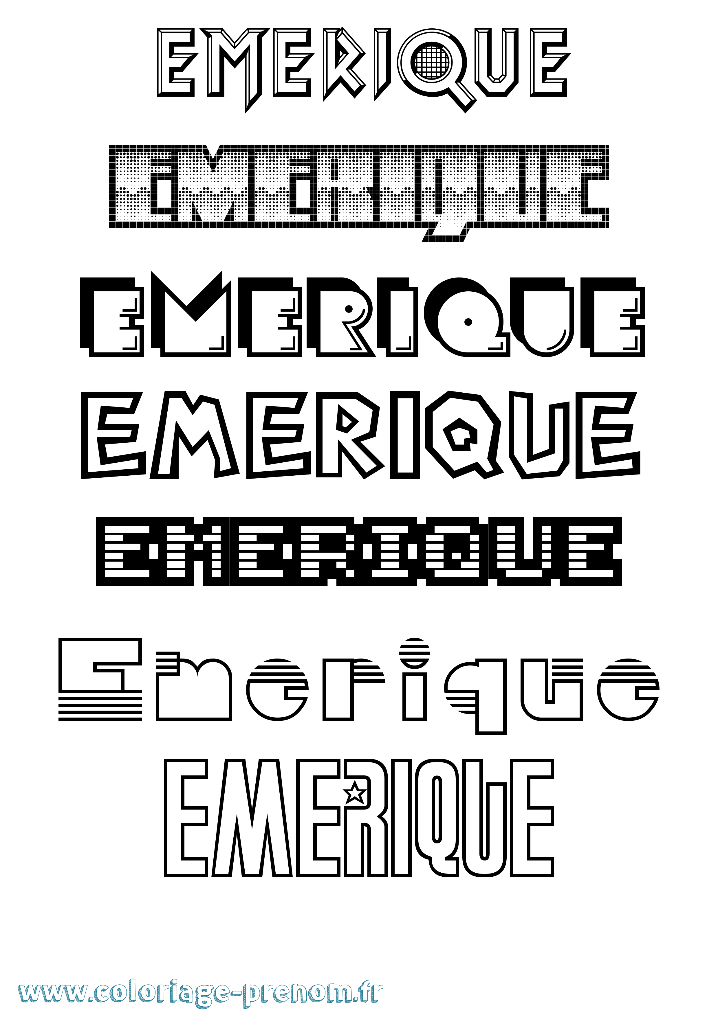 Coloriage Emerique Jeux Vidéos Coloriage prénom Emerique Jeux Vidéos