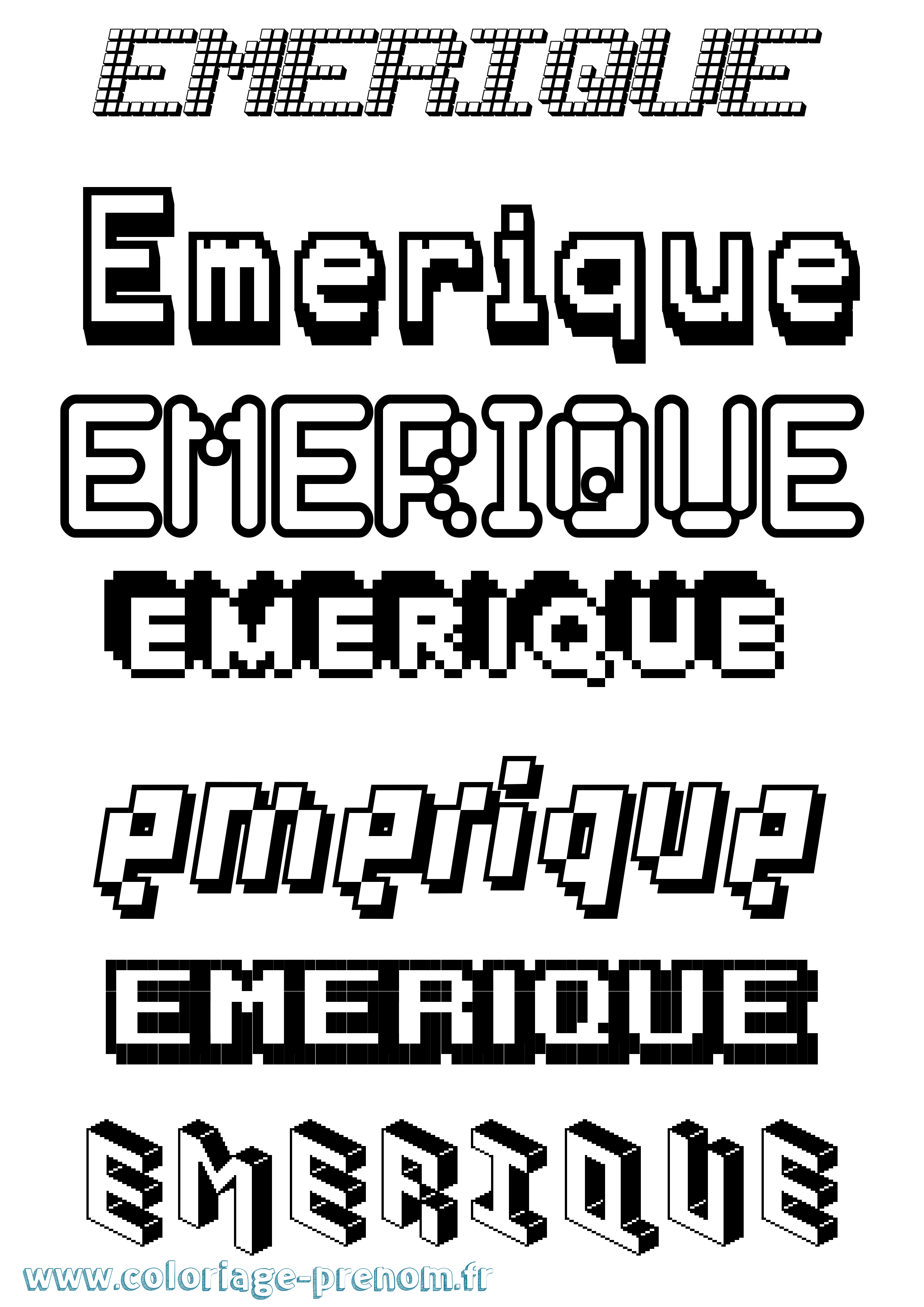 Coloriage Emerique Pixel Coloriage prénom Emerique Pixel