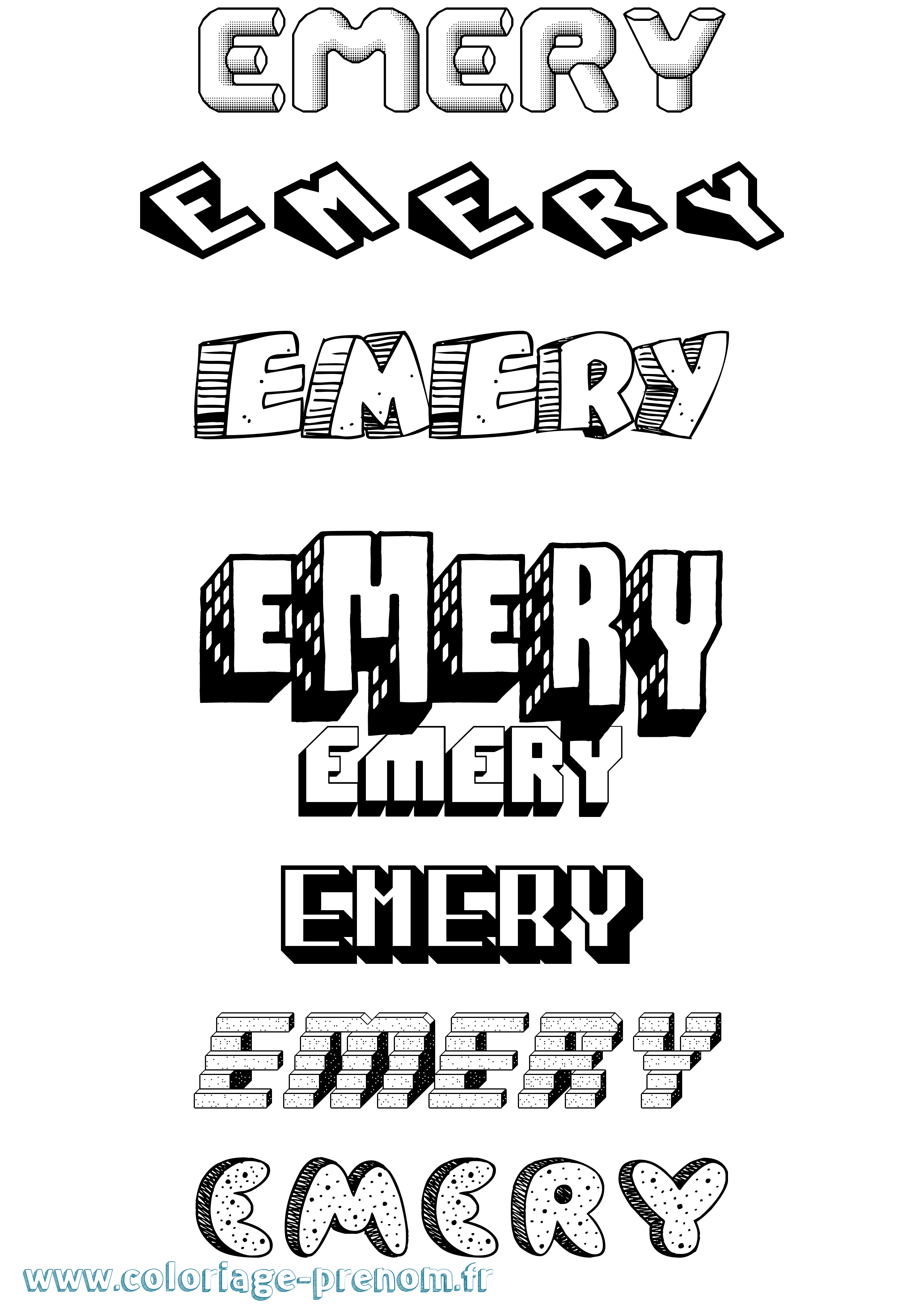 Coloriage Emery Effet 3D Coloriage prénom Emery Effet 3D